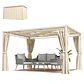 Pérgola de Jardim 385x295x225 cm com Teto Ondulado 4 Cortinas Removíveis Proteção UPF50+ - Thumbnail 10