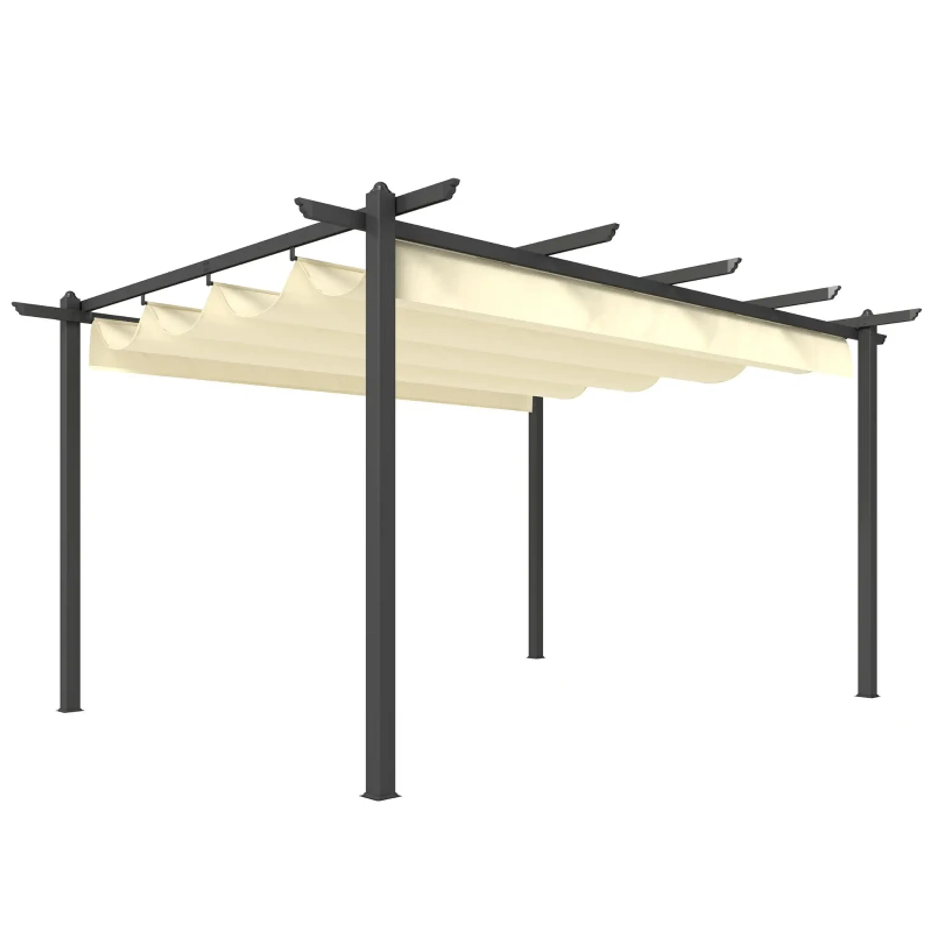 Pérgola de Jardim 4x3 m com Telhado Retrátil Estrutura de Alumínio UPF30+ 4