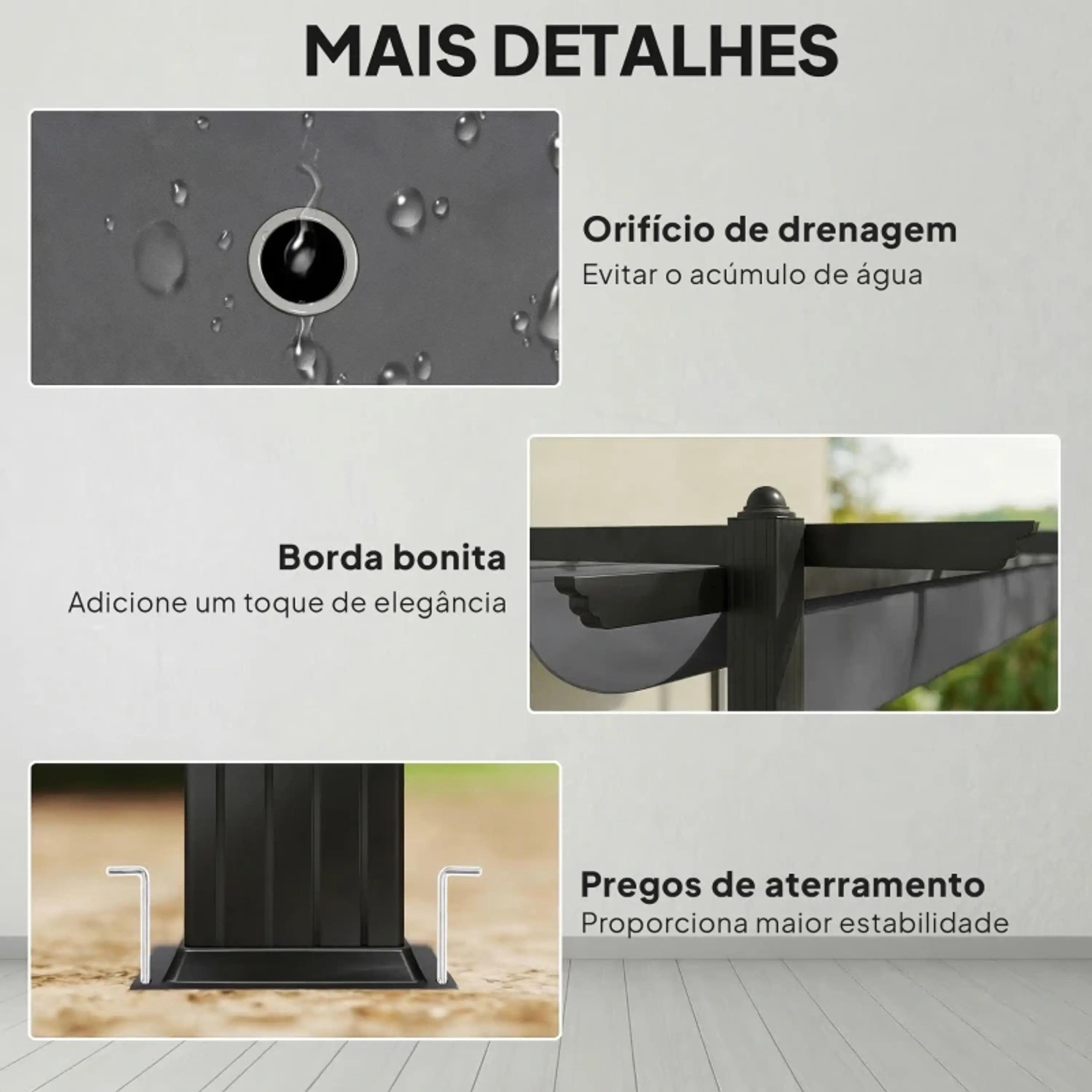 Pérgola de Jardim 4x3 m com Telhado Retrátil Estrutura de Alumínio UPF30+ 7