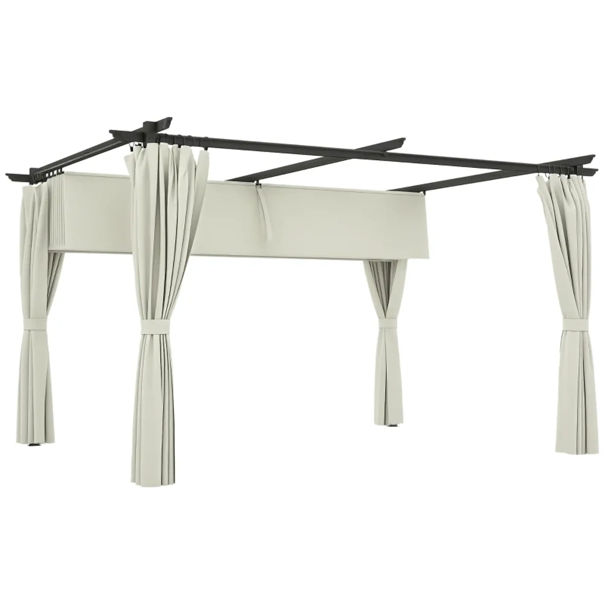 Pérgola com Teto Retrátil 3,9x3x2,2 m Paredes Laterais Tecido de Poliéster Anti UV  1