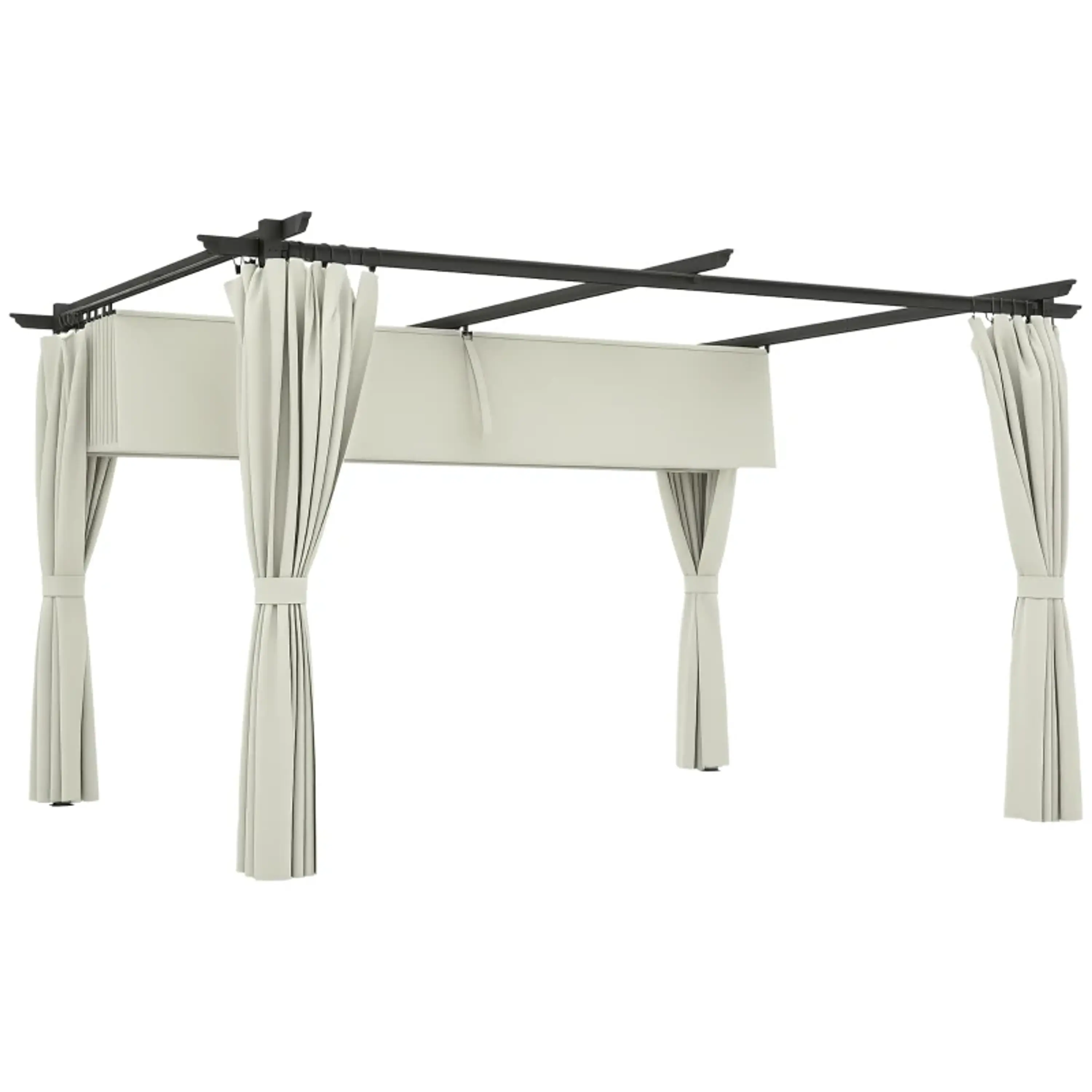 Pérgola com Teto Retrátil 3,9x3x2,2 m Paredes Laterais Tecido de Poliéster Anti UV  1