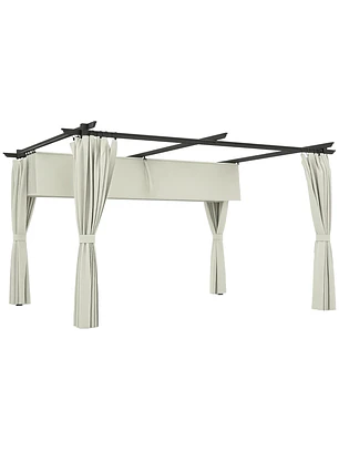 Pérgola com Teto Retrátil 3,9x3x2,2 m Paredes Laterais Tecido de Poliéster Anti UV 