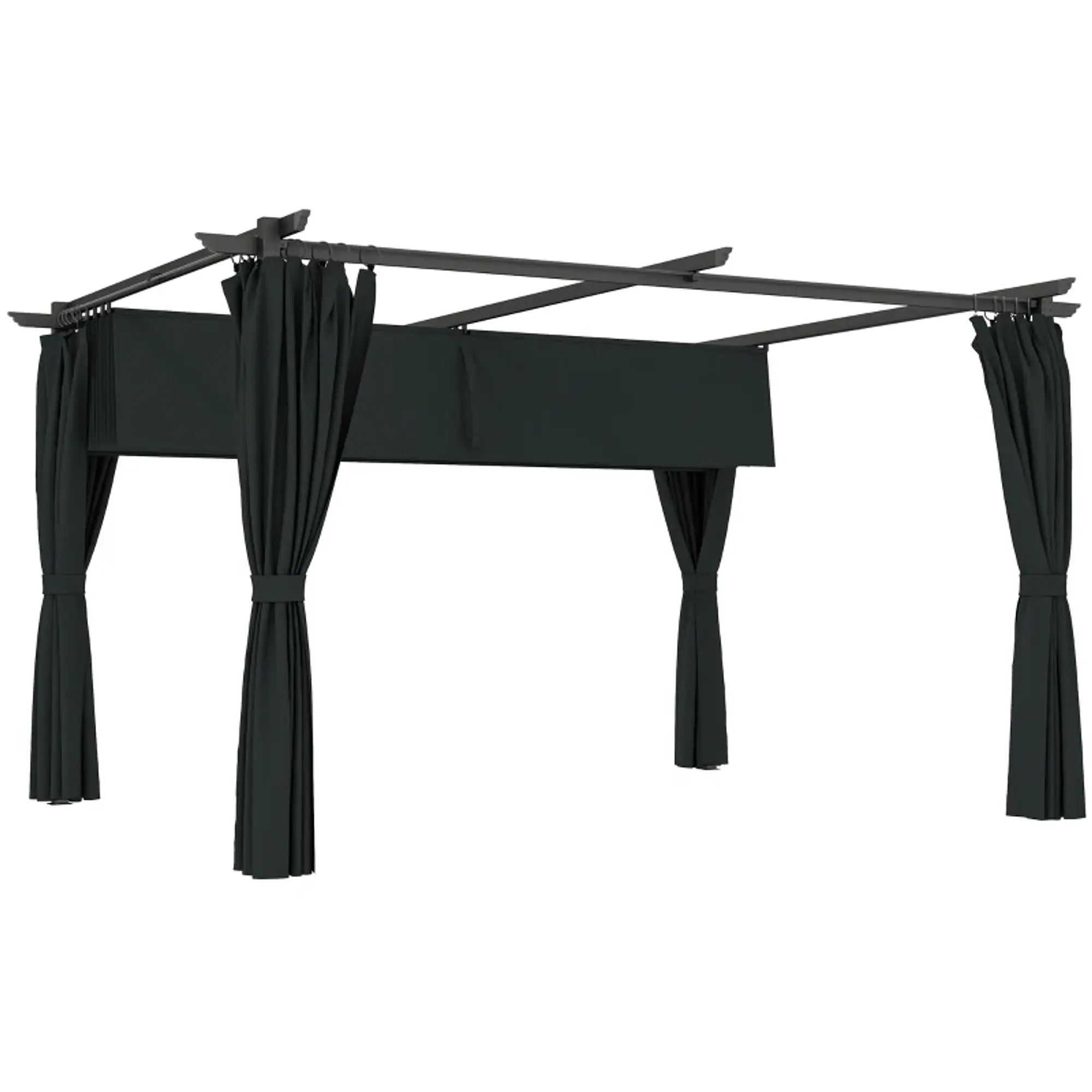 Pérgola com Teto Retrátil 3,9x3x2,2 m Paredes Laterais Tecido de Poliéster Anti UV  4