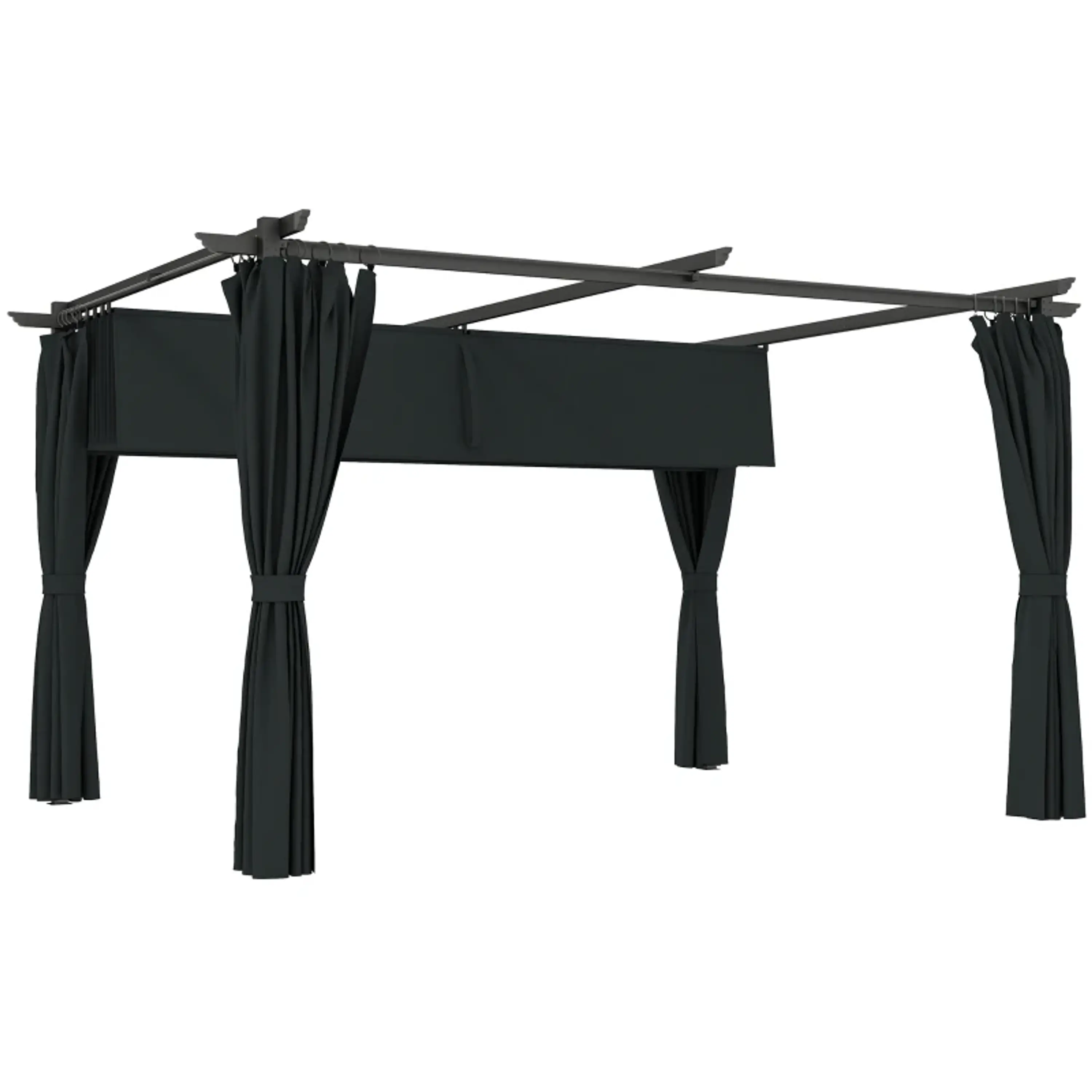 Pérgola com Teto Retrátil 3,9x3x2,2 m Paredes Laterais Tecido de Poliéster Anti UV  4
