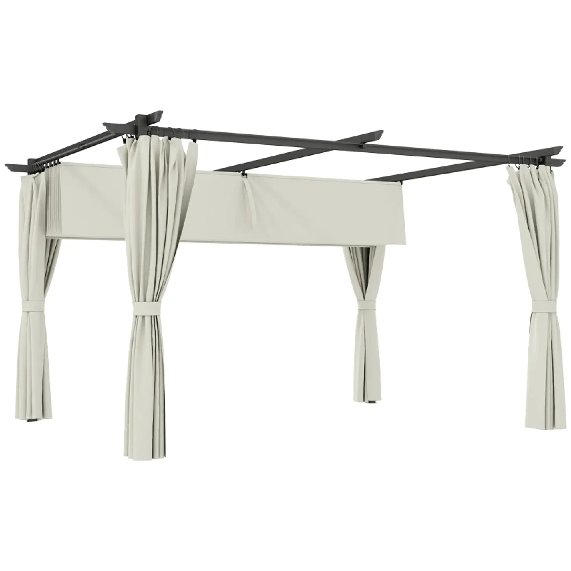 Pérgola com Teto Retrátil 3,9x3x2,2 m Paredes Laterais Tecido de Poliéster Anti UV  9