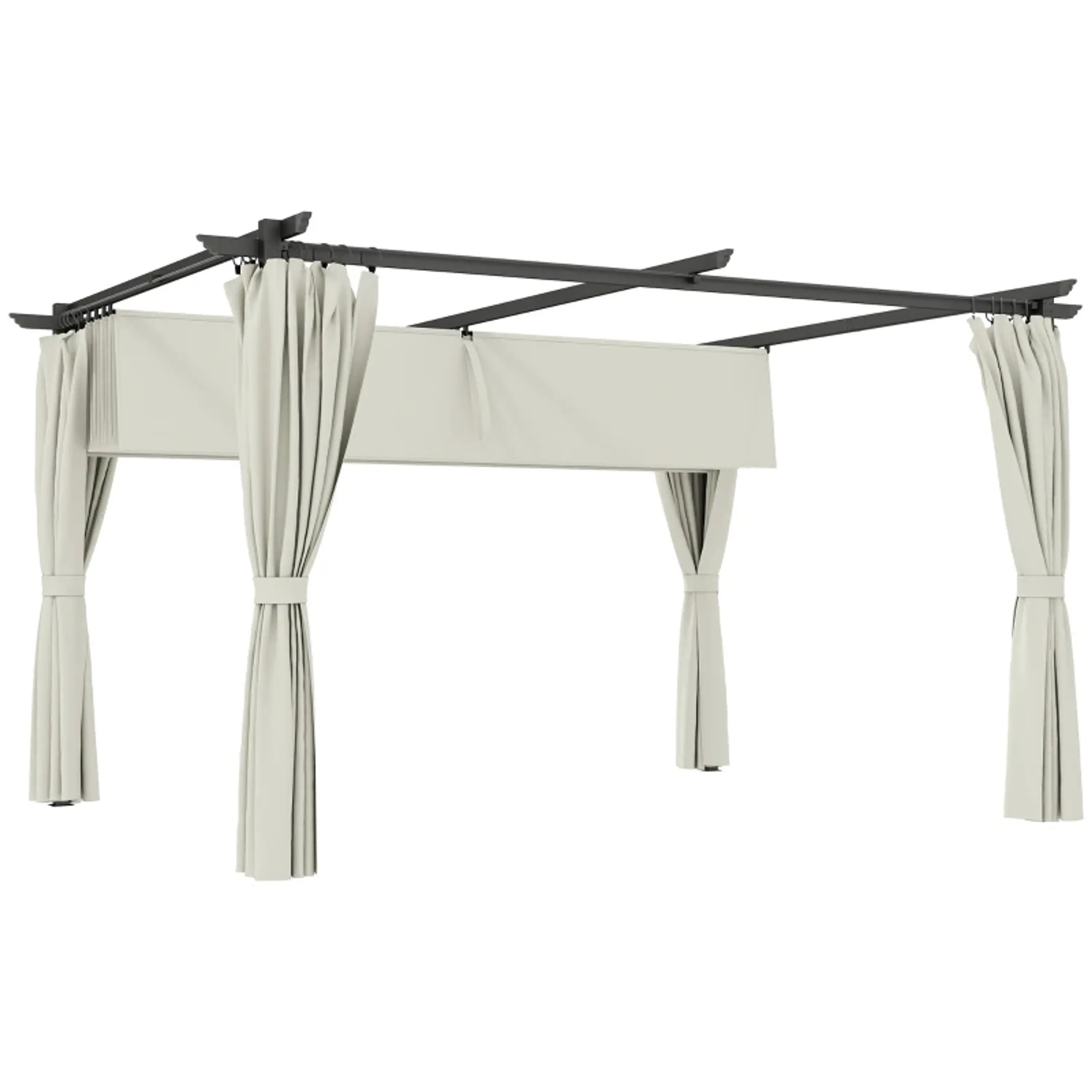 Pérgola com Teto Retrátil 3,9x3x2,2 m Paredes Laterais Tecido de Poliéster Anti UV  9