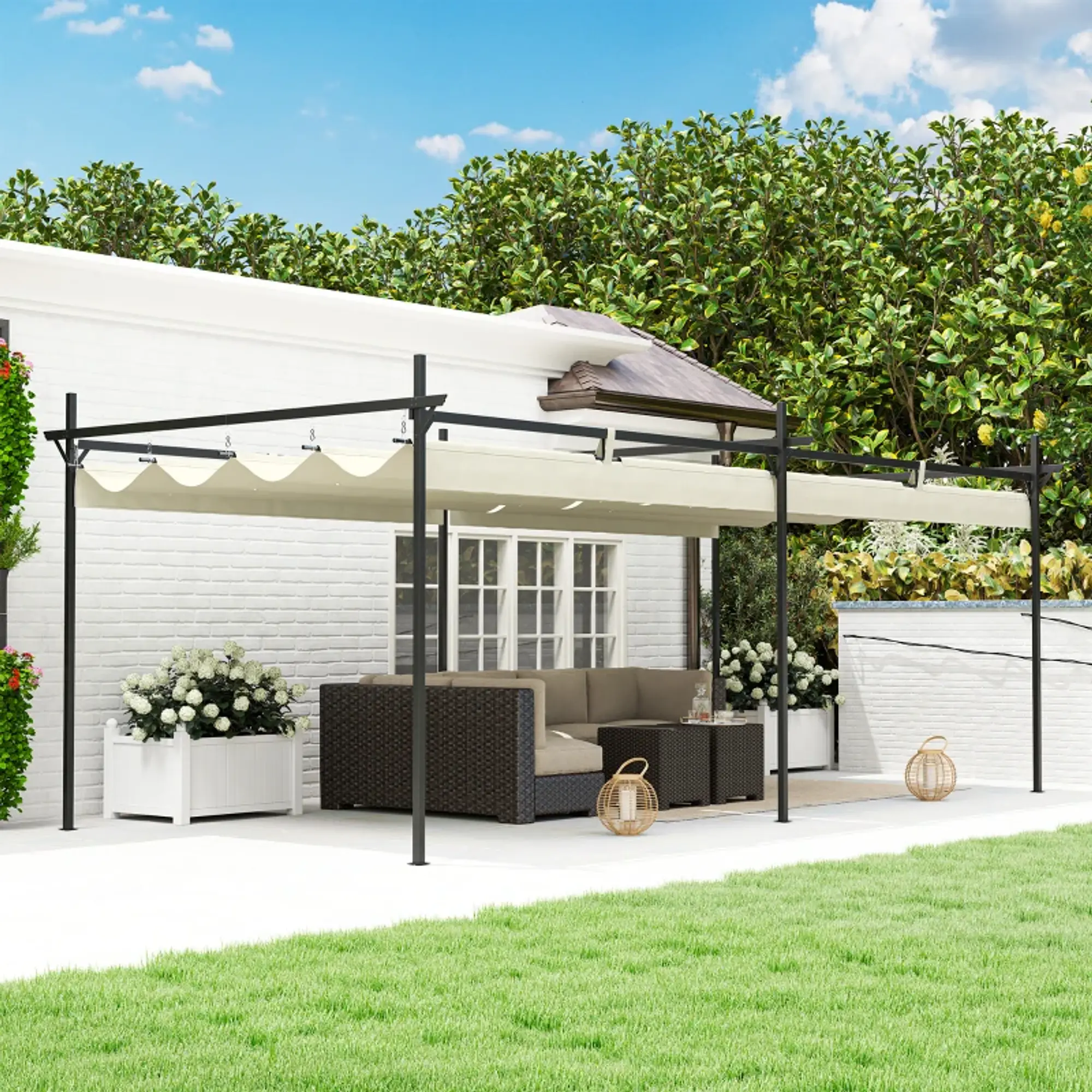 Pérgola com Teto Retrátil de Alumínio 588x297x230 cm  2