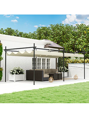 Pérgola com Teto Retrátil de Alumínio 588x297x230 cm 
