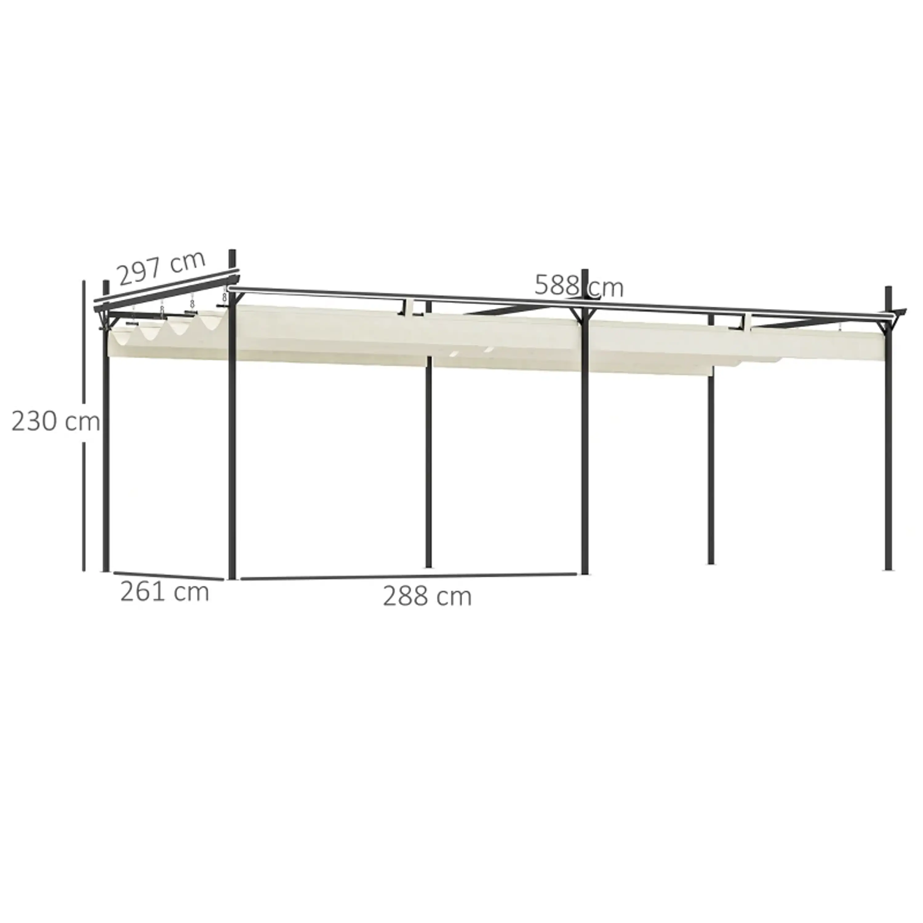 Pérgola com Teto Retrátil de Alumínio 588x297x230 cm  4