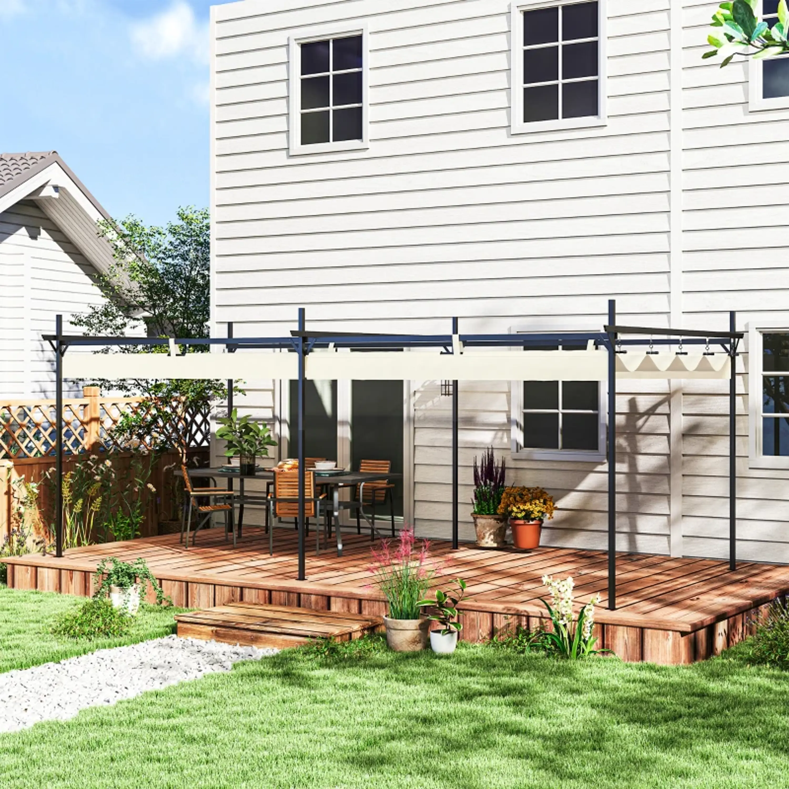 Pérgola com Teto Retrátil de Alumínio 588x297x230 cm  5