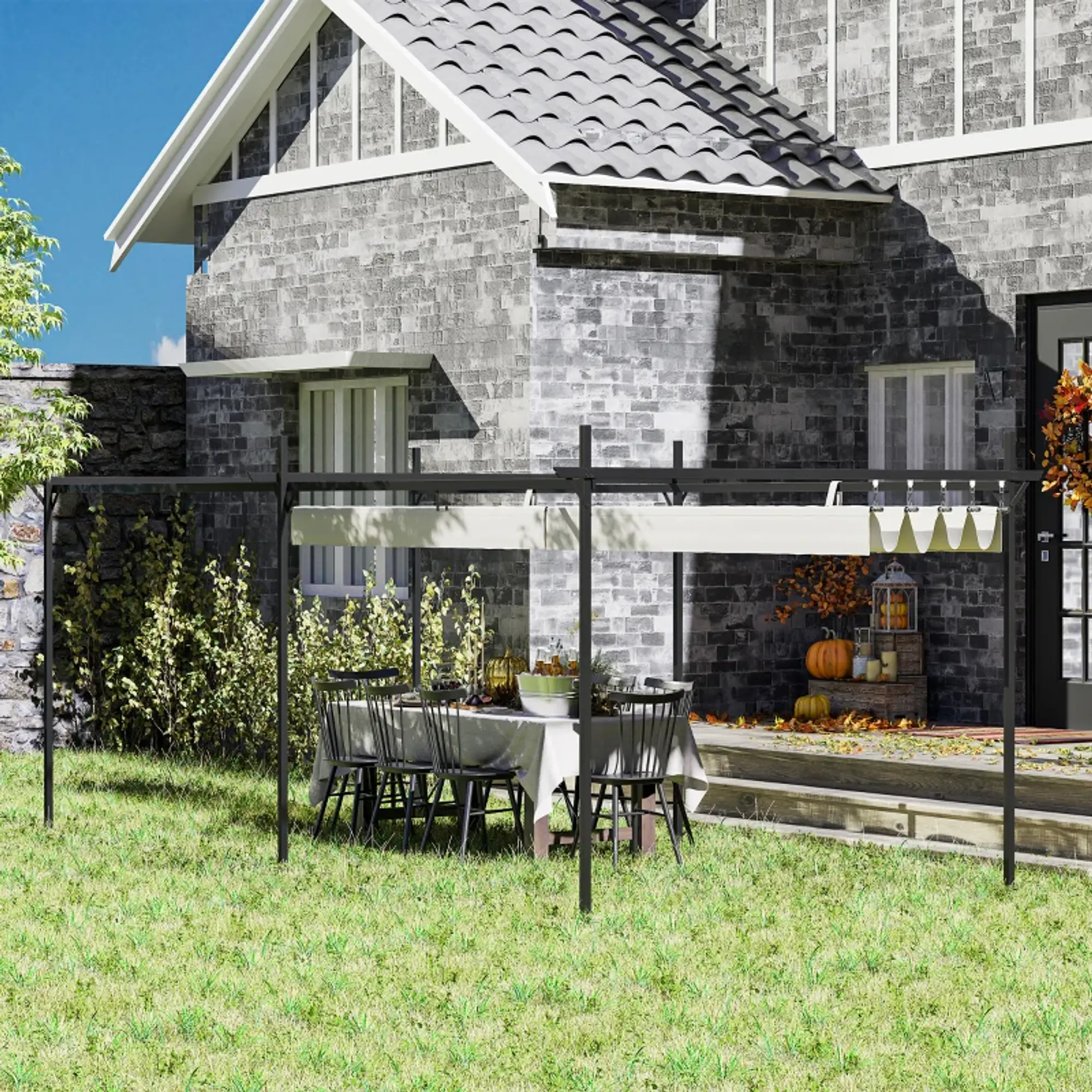 Pérgola com Teto Retrátil de Alumínio 588x297x230 cm  10