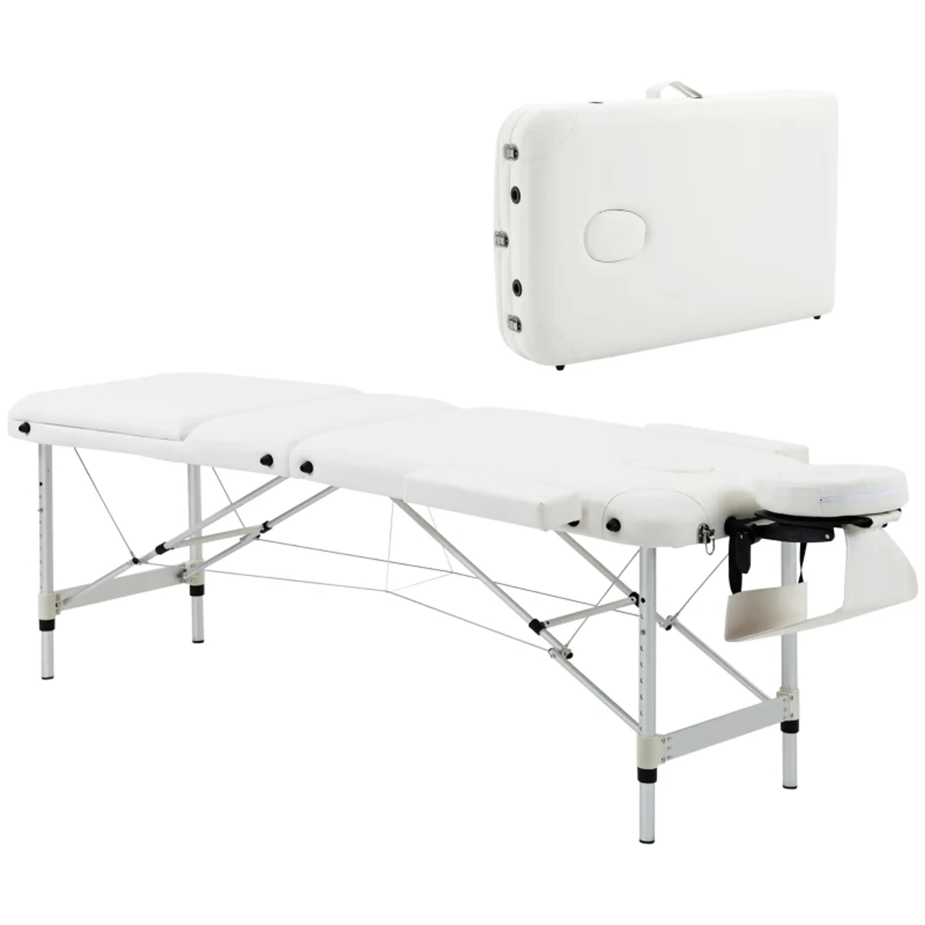 Marquesa de Massagem Dobrável e Portátil com Altura Ajustável Apoio para a Cabeça e Apoio para os Braços 215x60x61-84 cm 1