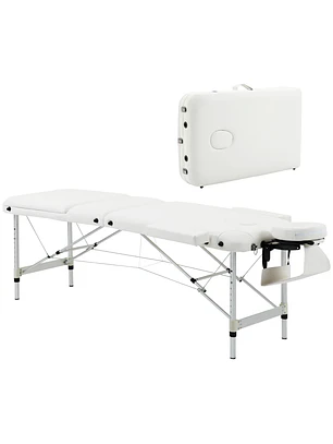 Marquesa de Massagem Dobrável e Portátil com Altura Ajustável Apoio para a Cabeça e Apoio para os Braços 215x60x61-84 cm