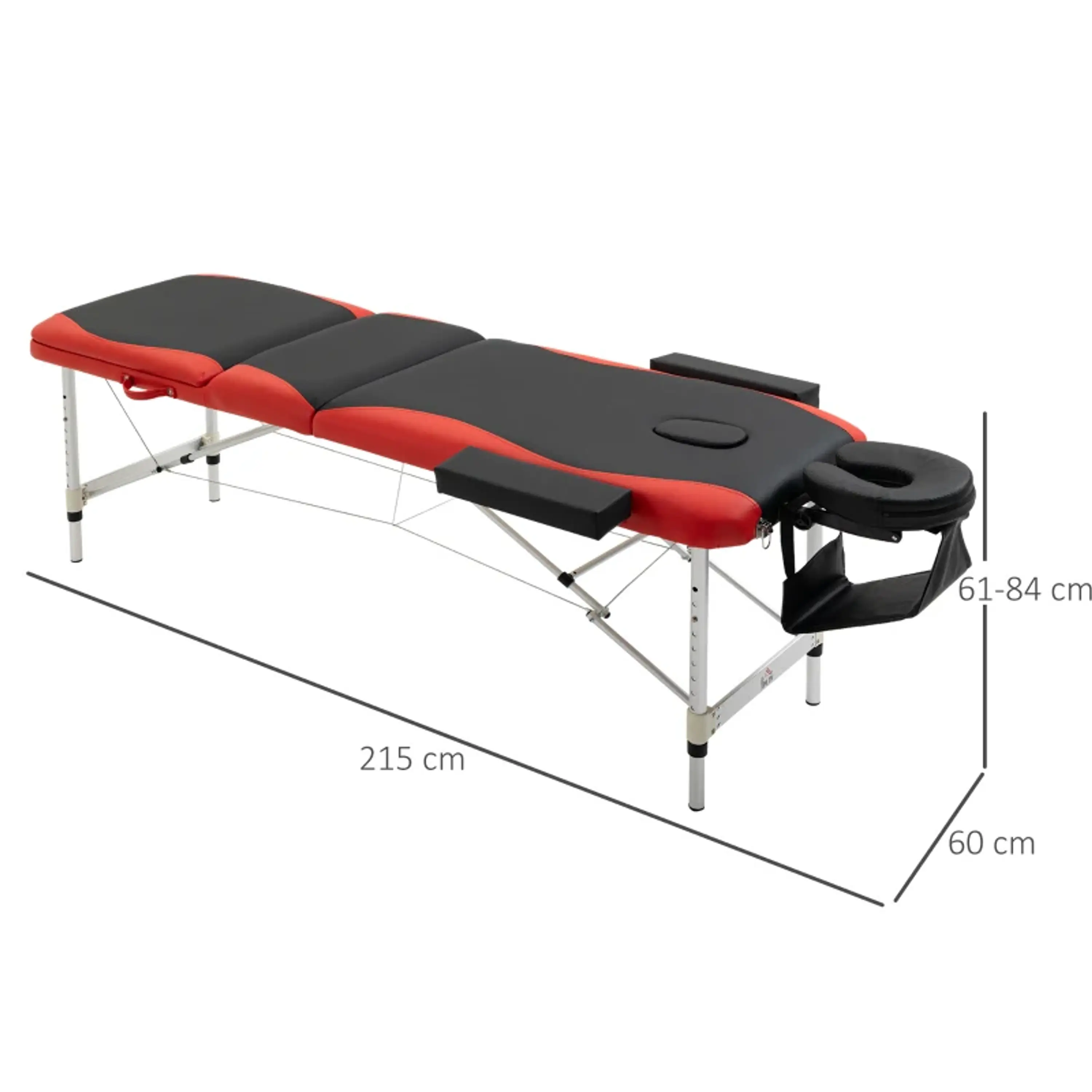 Marquesa de Massagem Dobrável e Portátil com Altura Ajustável Apoio para a Cabeça e Apoio para os Braços 215x60x61-84 cm 4