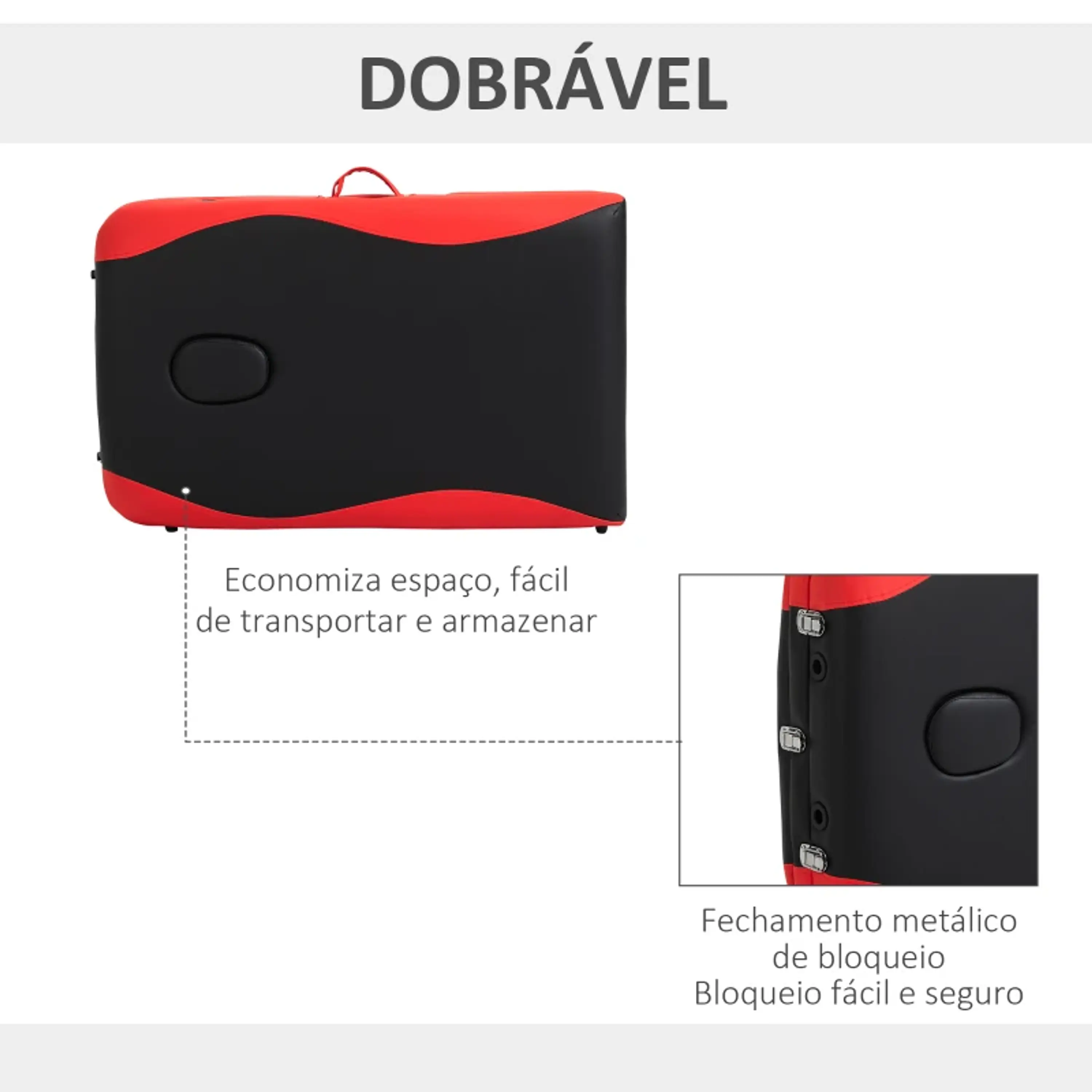 Marquesa de Massagem Dobrável e Portátil com Altura Ajustável Apoio para a Cabeça e Apoio para os Braços 215x60x61-84 cm 10