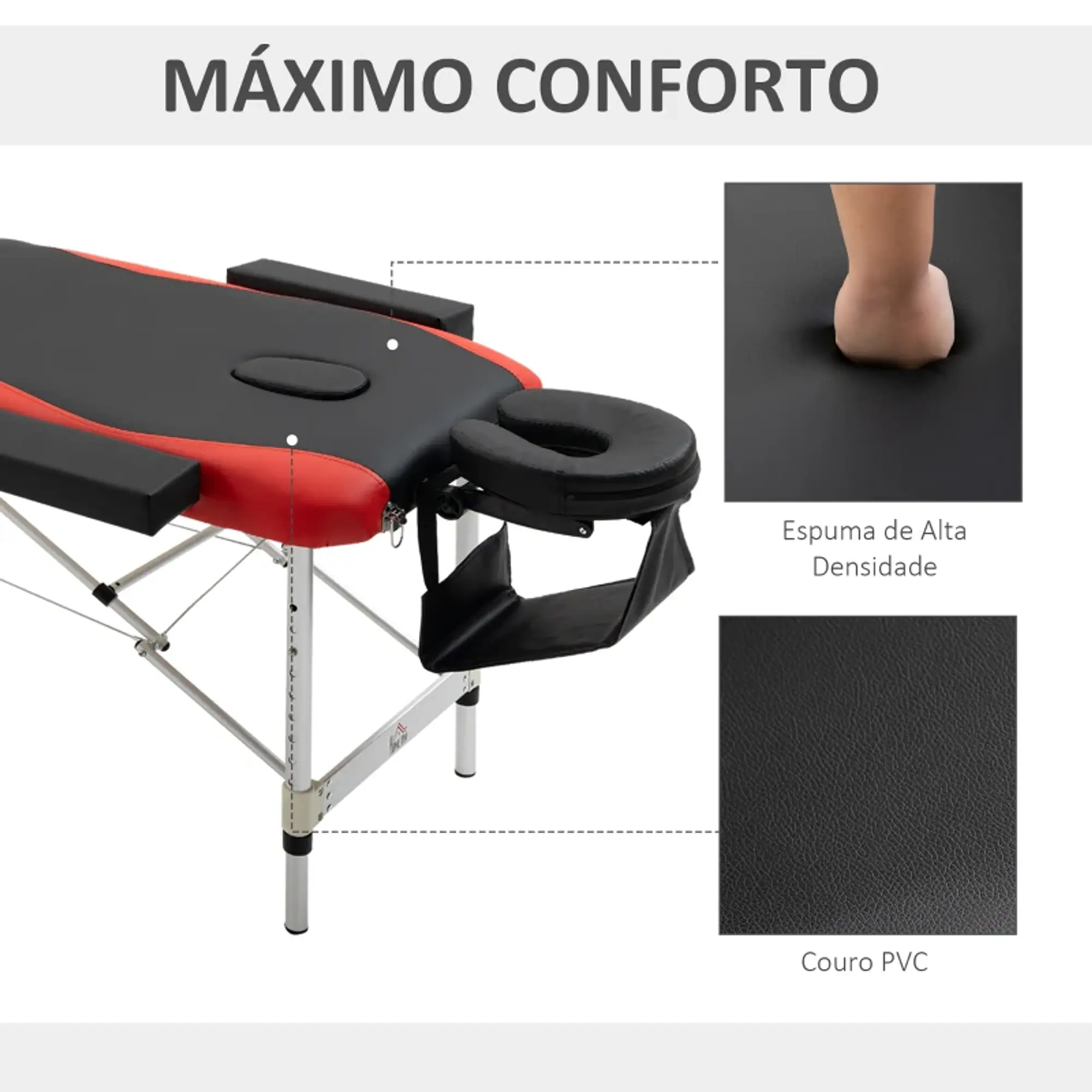 Marquesa de Massagem Dobrável e Portátil com Altura Ajustável Apoio para a Cabeça e Apoio para os Braços 215x60x61-84 cm 11