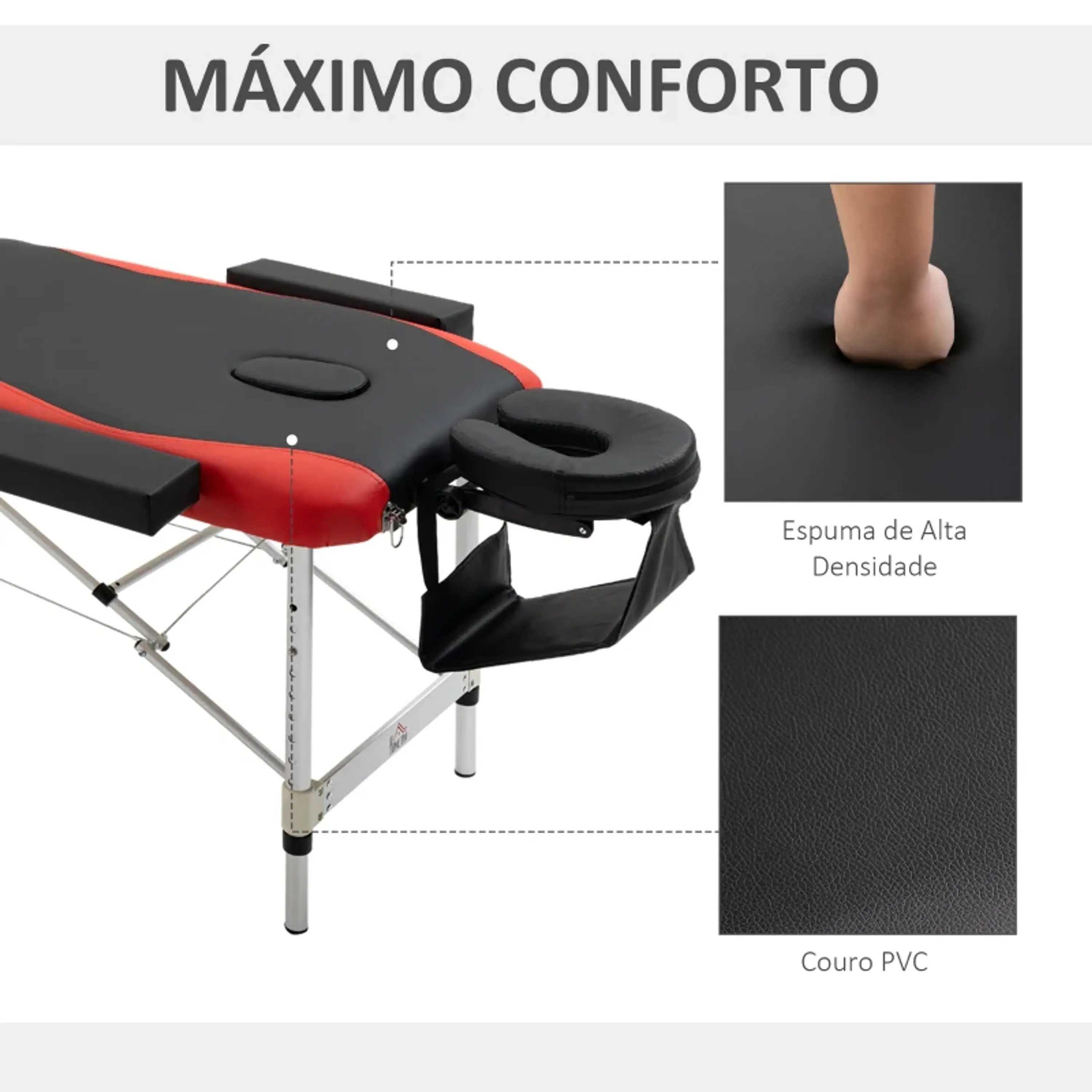 Marquesa de Massagem Dobrável e Portátil com Altura Ajustável Apoio para a Cabeça e Apoio para os Braços 215x60x61-84 cm 11
