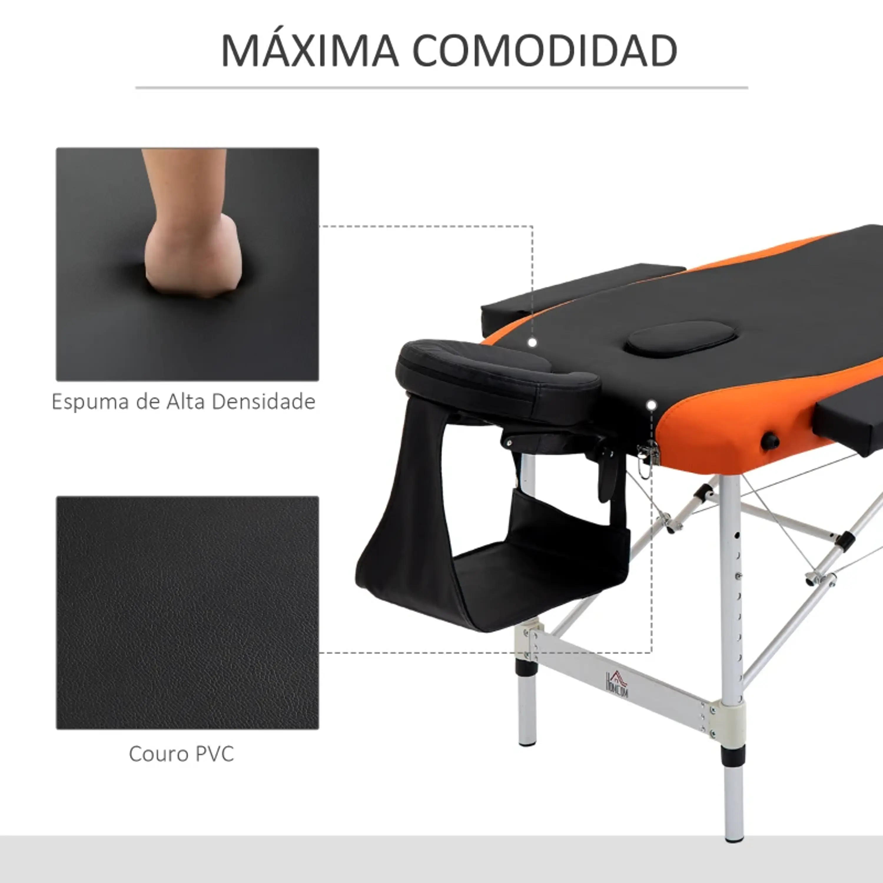 Marquesa de Massagem Dobrável e Portátil  210x81x62-85 cm 10