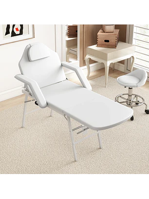 Marquesa de Massagem Dobrável Portátil de 3 Secções  Branca