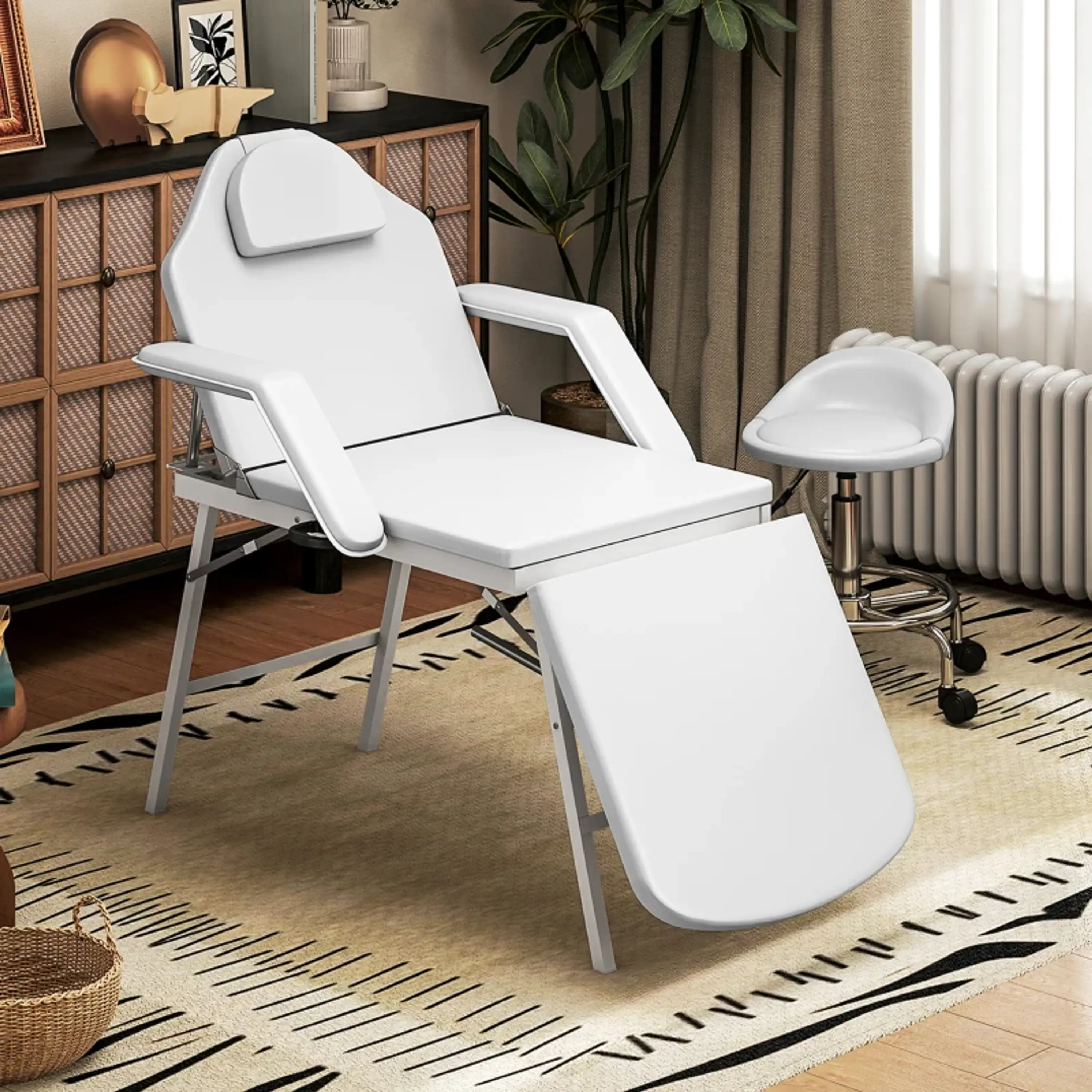 Marquesa de Massagem Dobrável Portátil de 3 Secções  Branca 3