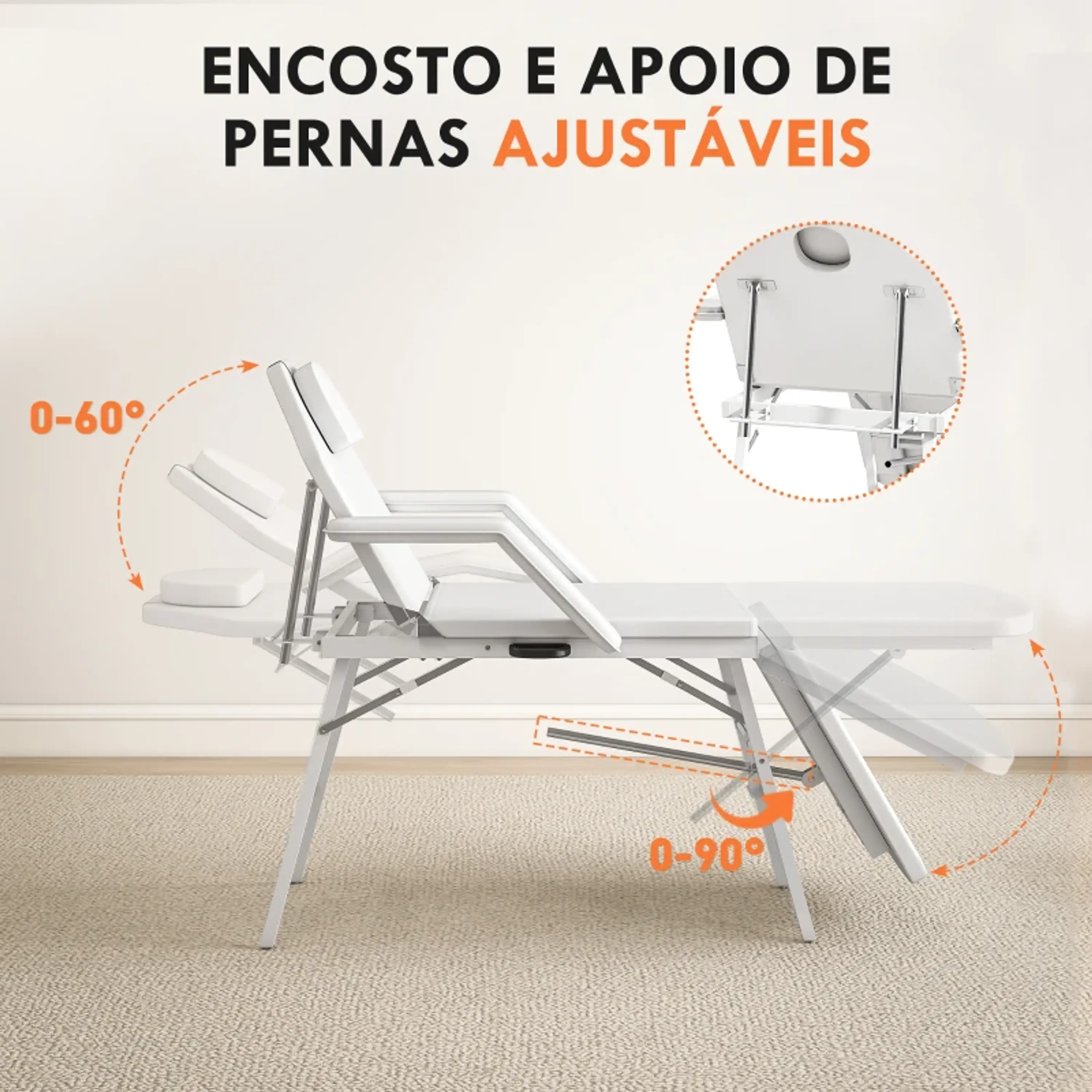 Marquesa de Massagem Dobrável Portátil de 3 Secções  Branca 4