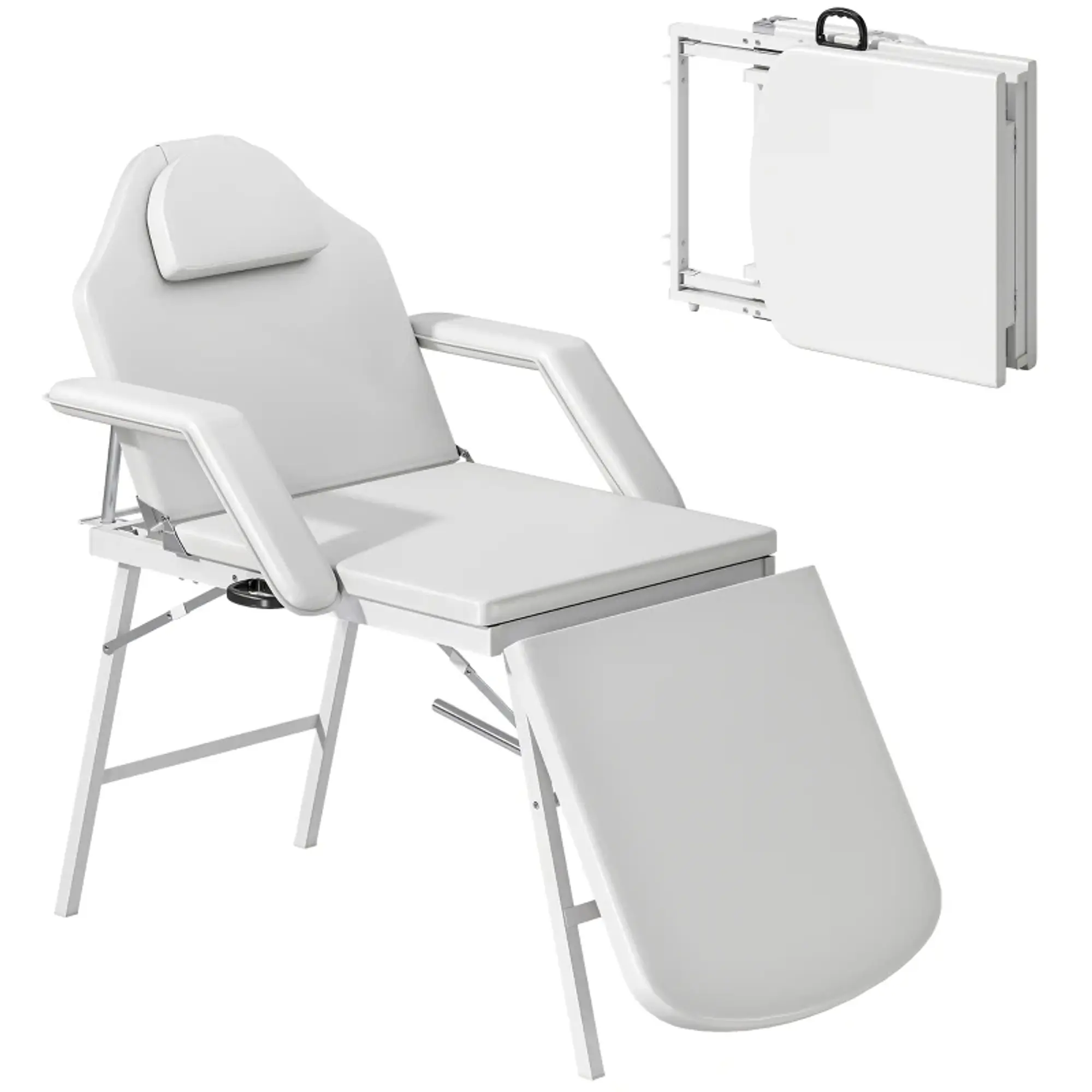 Marquesa de Massagem Dobrável Portátil de 3 Secções  Branca 6