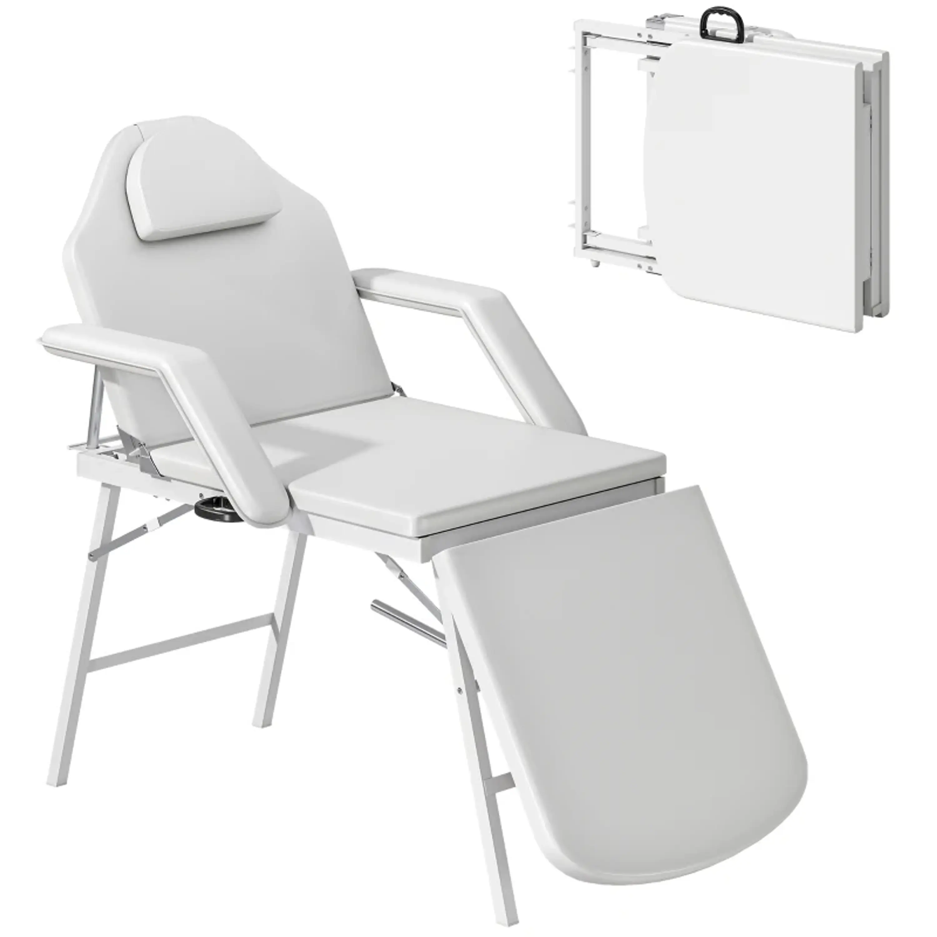 Marquesa de Massagem Dobrável Portátil de 3 Secções  Branca 6