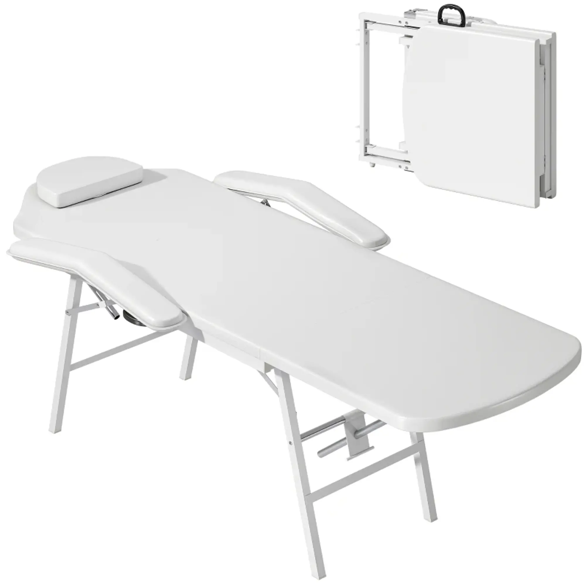 Marquesa de Massagem Dobrável Portátil de 3 Secções  Branca 9