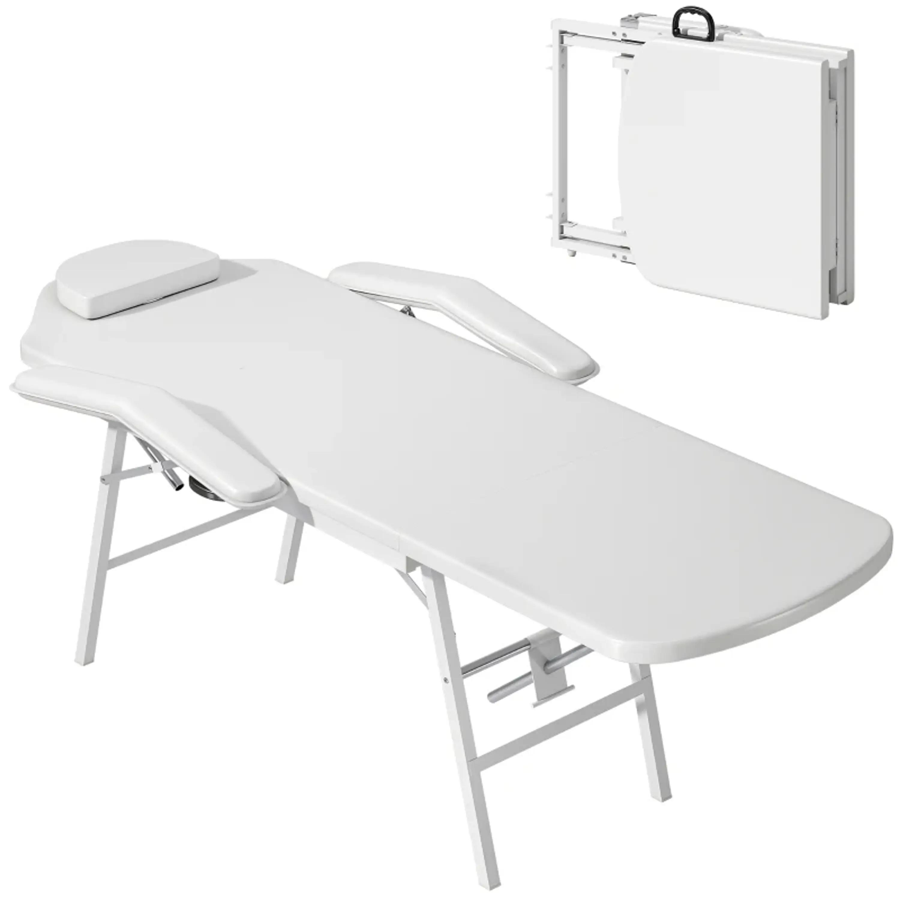 Marquesa de Massagem Dobrável Portátil de 3 Secções  Branca 9