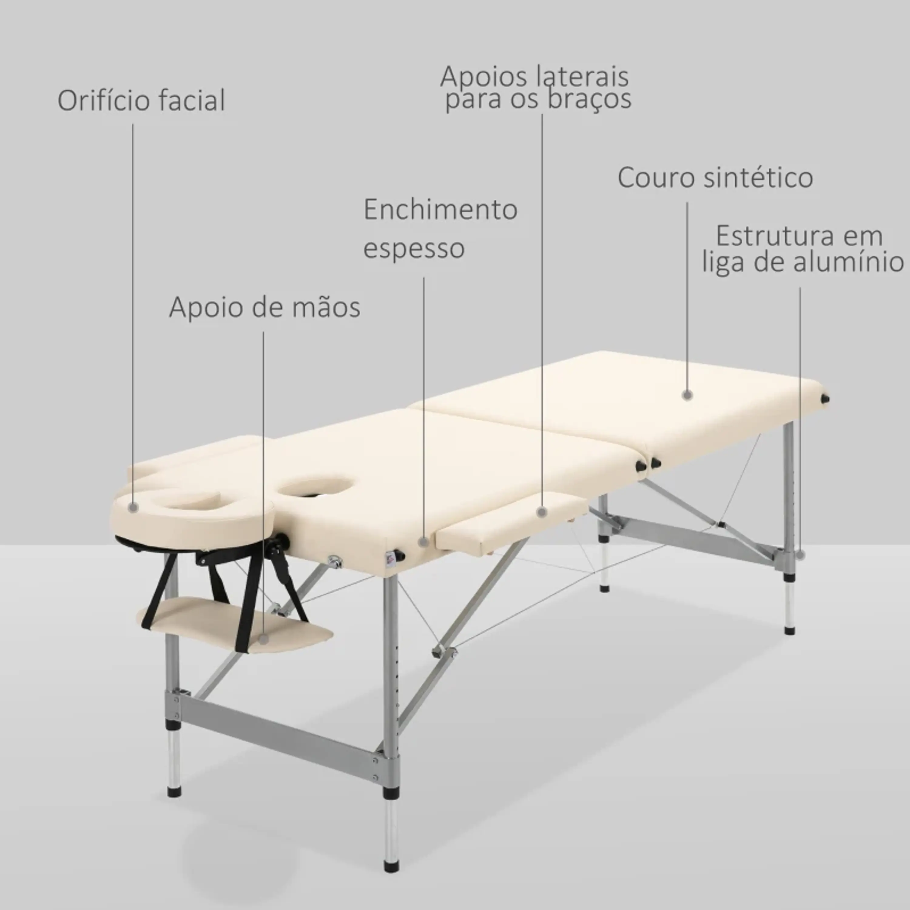 Marquesa de Massagem Dobrável liga de alumínio 185x70x58-82 cm 7