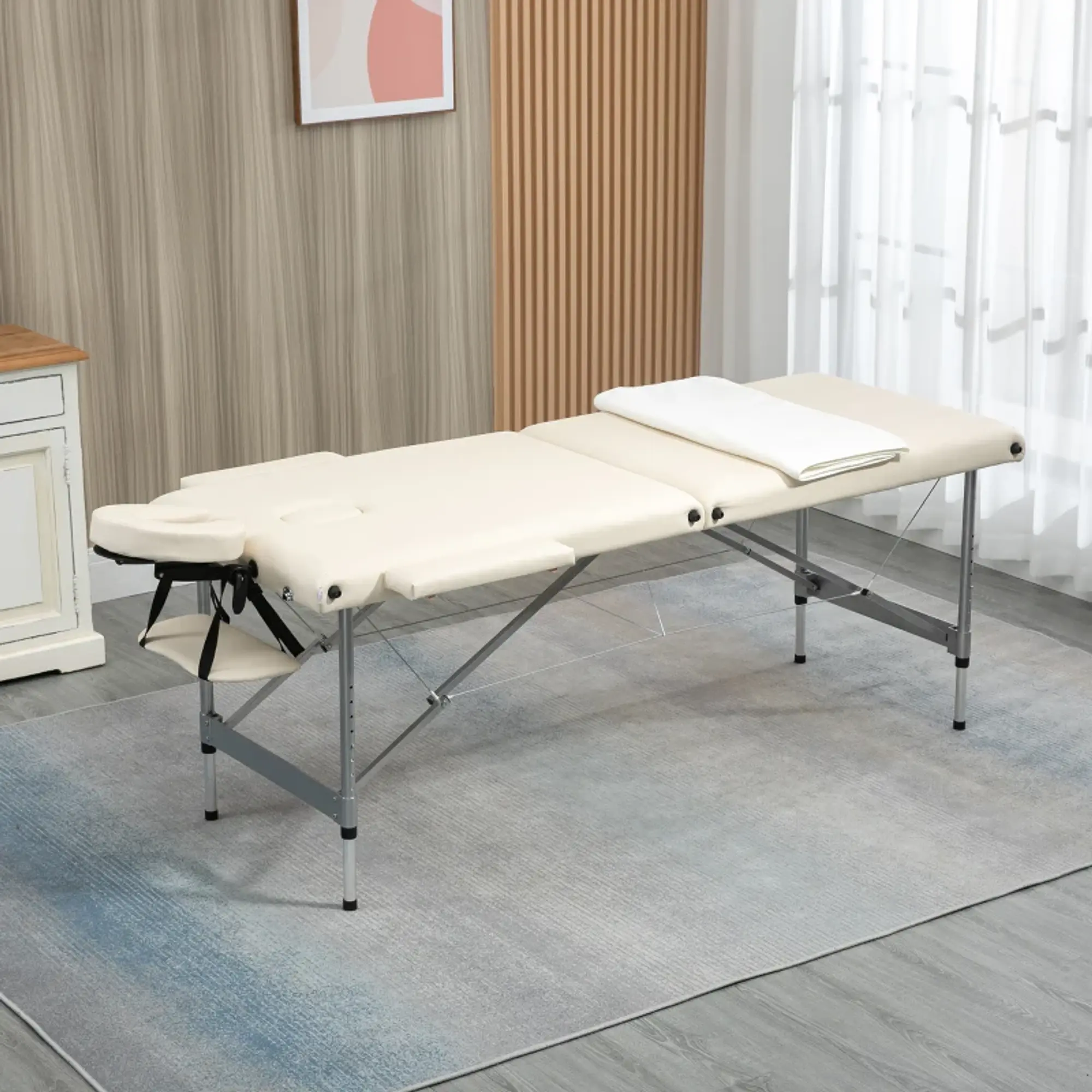 Marquesa de Massagem Dobrável liga de alumínio 185x70x58-82 cm 2