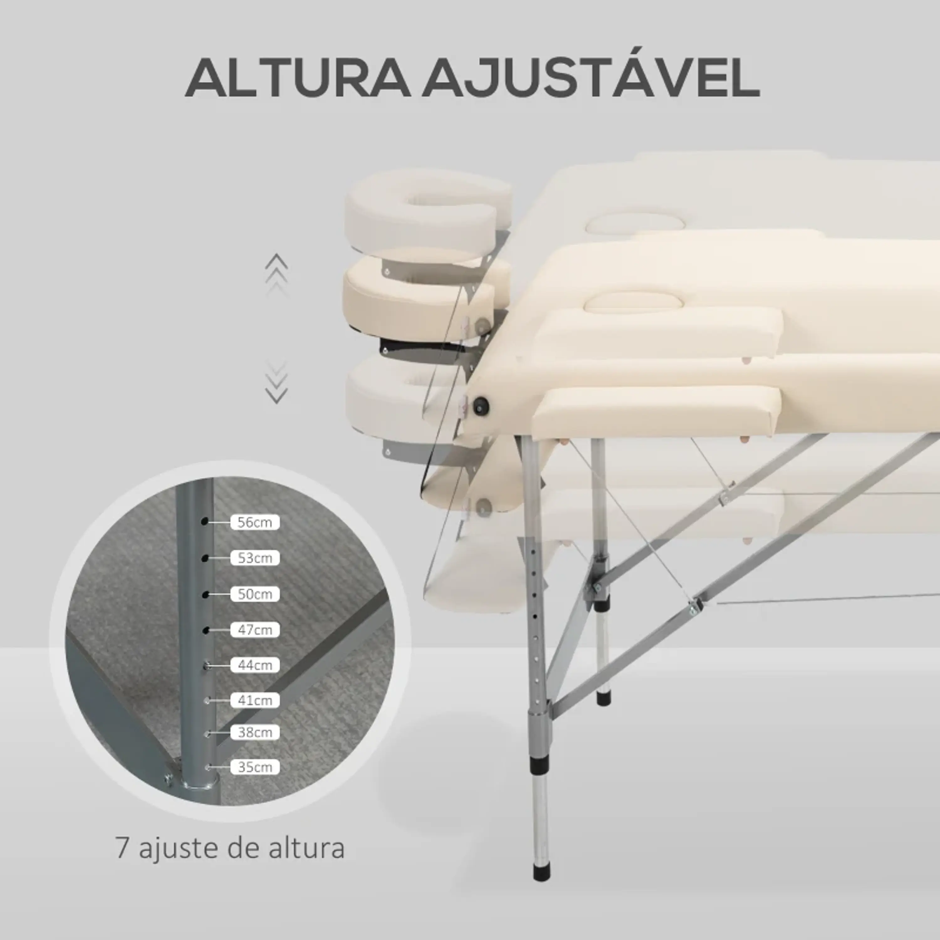 Marquesa de Massagem Dobrável liga de alumínio 185x70x58-82 cm 8