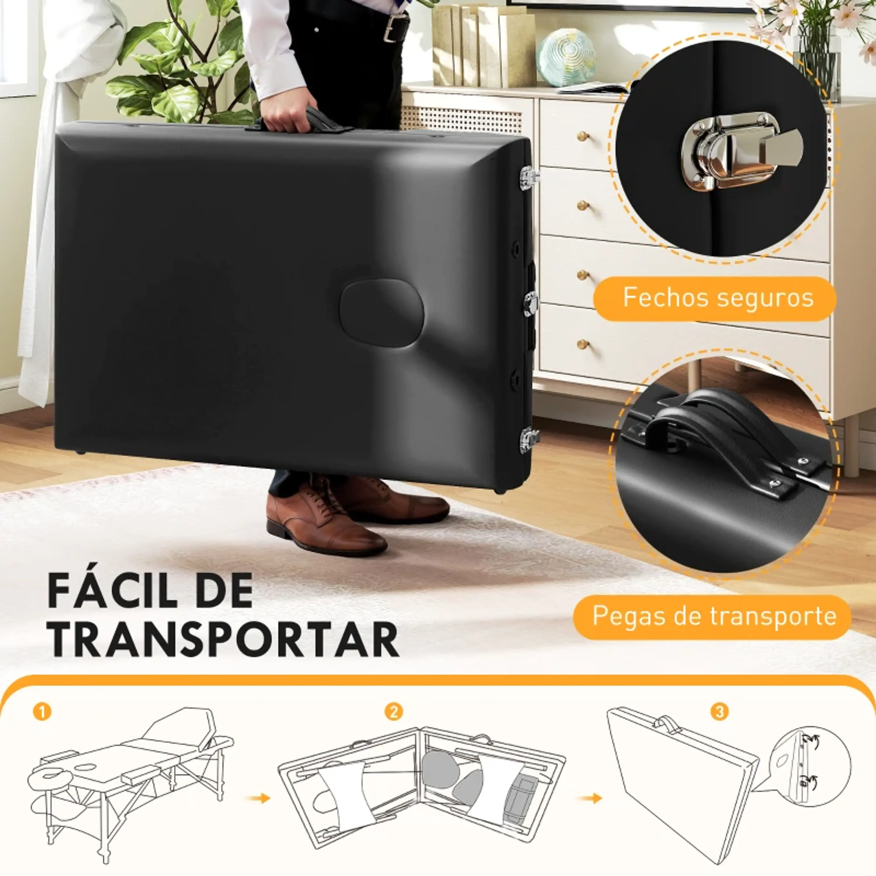 Marquesa de Massagem Dobrável Portátil - Preto 6