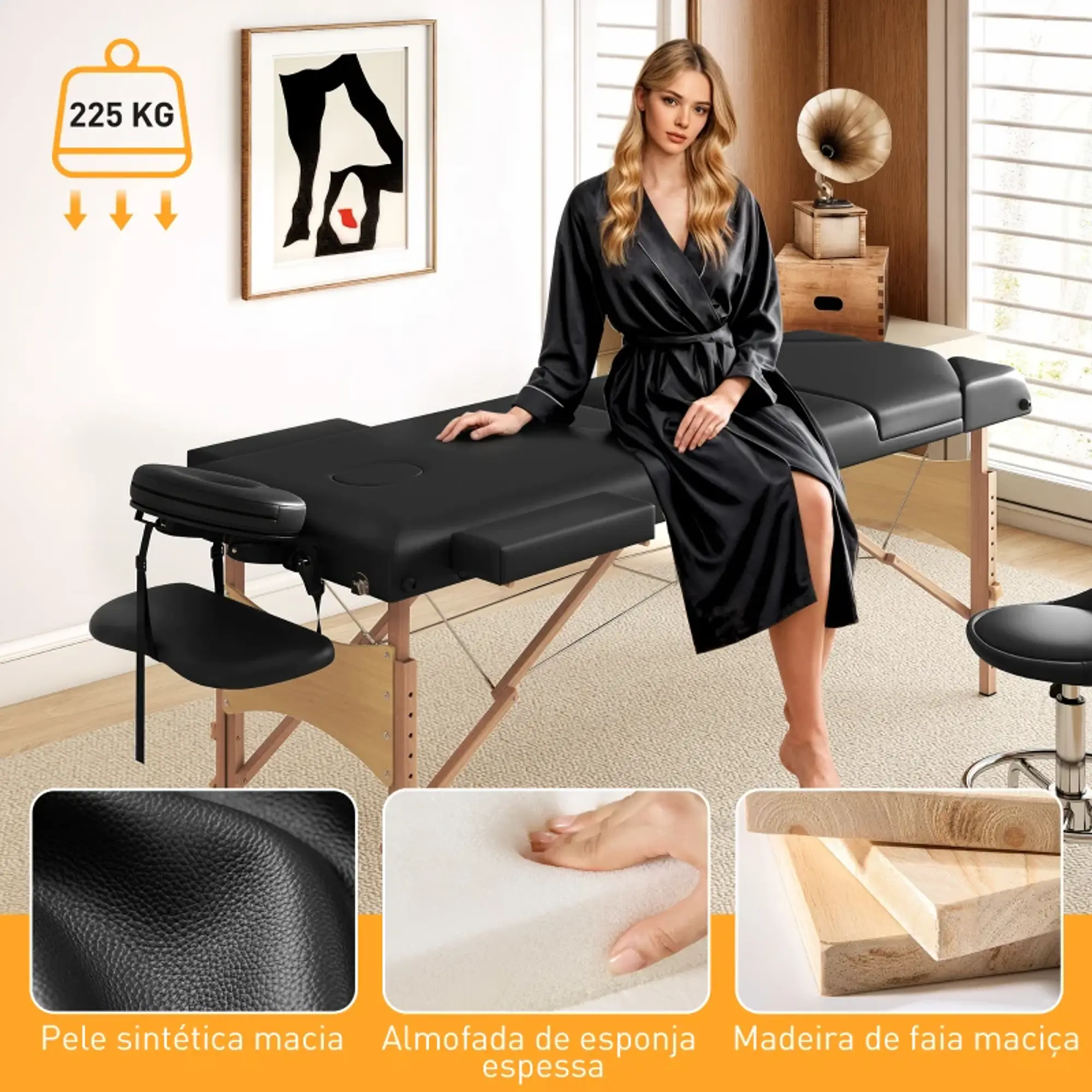 Marquesa de Massagem Dobrável Portátil - Preto 2