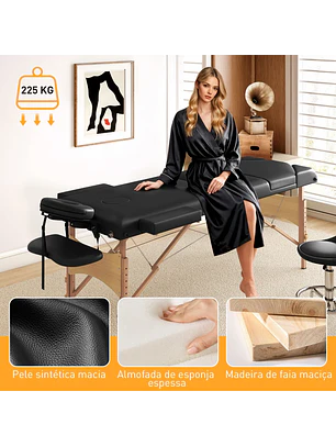 Marquesa de Massagem Dobrável Portátil - Preto