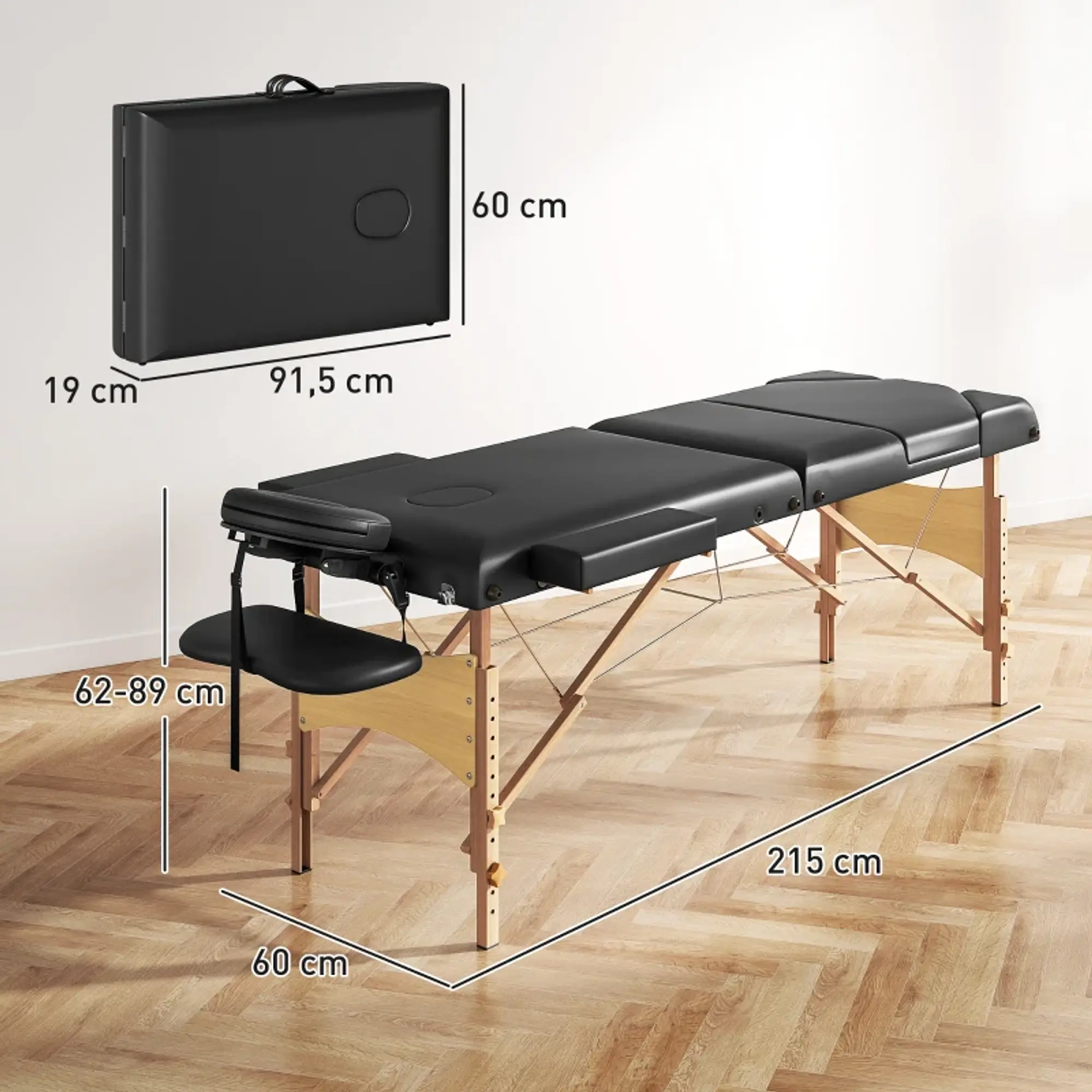 Marquesa de Massagem Dobrável Portátil - Preto 4