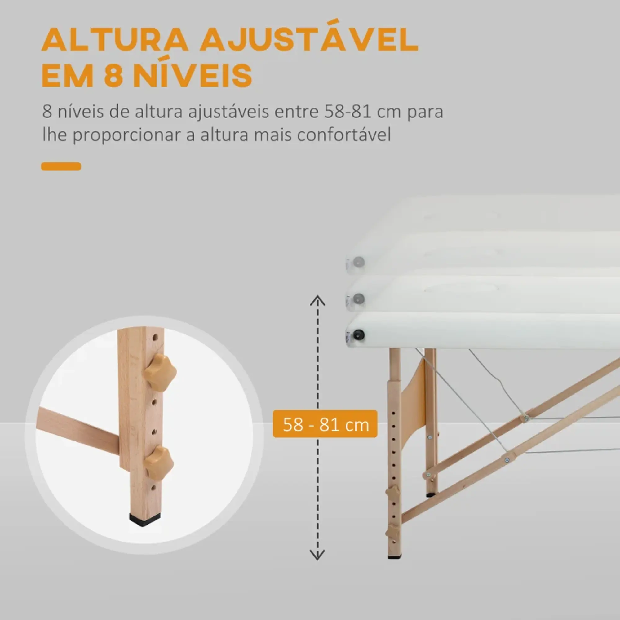 Marquesa de Massagem Dobrável Portátil  186x60x61-87 cm  13
