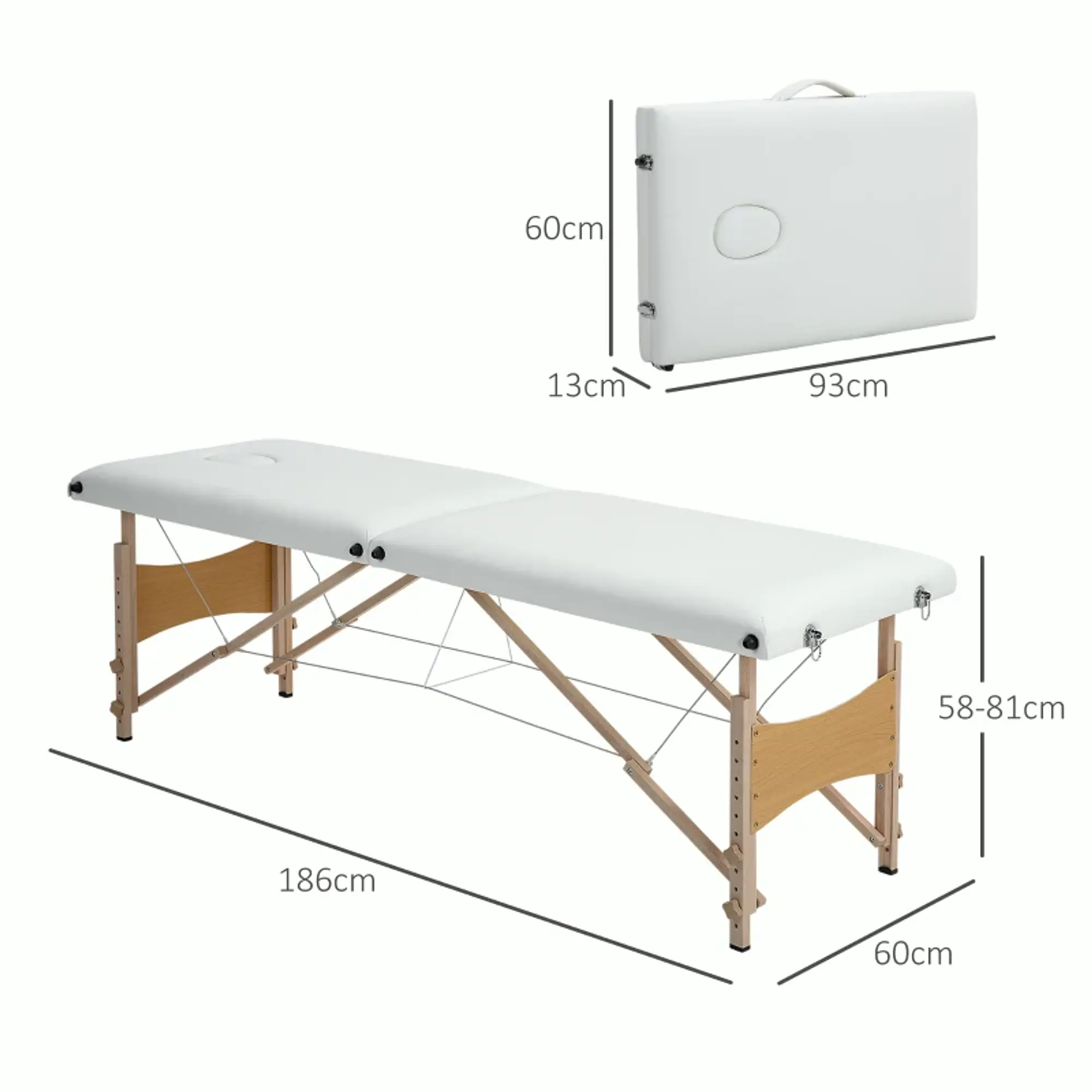 Marquesa de Massagem Dobrável Portátil  186x60x61-87 cm  3