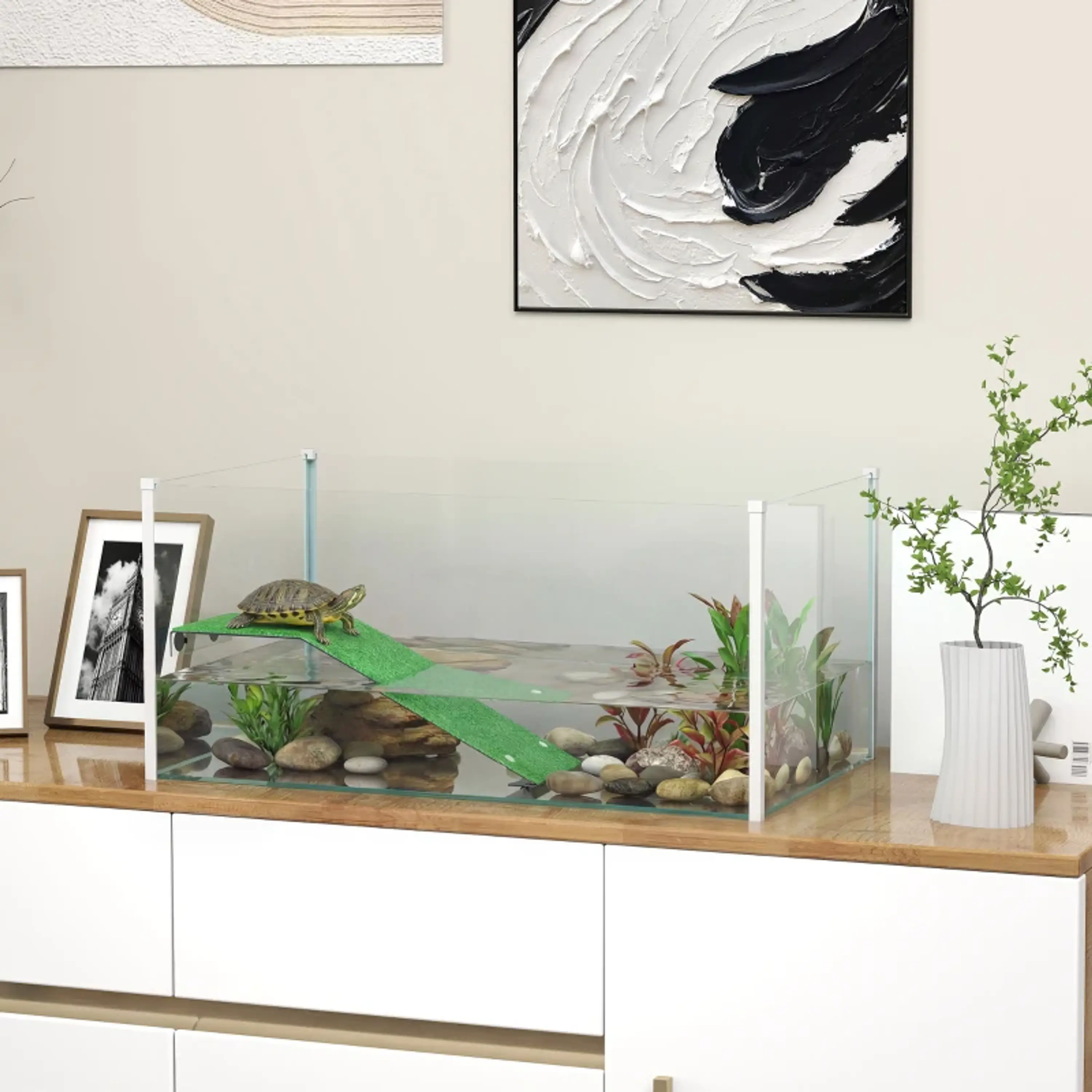 Aquário para Tartarugas Terrário Visão Panorâmica 360° 60x35x28 cm 3