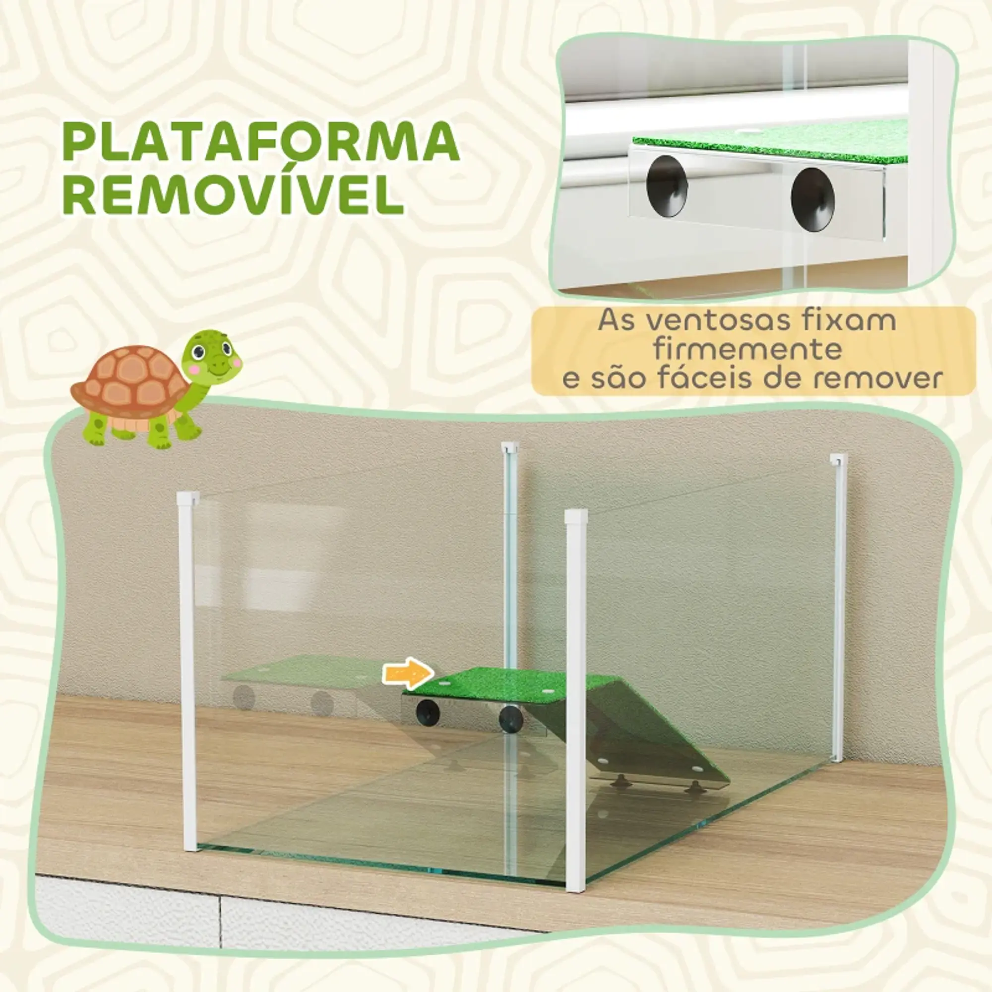 Aquário para Tartarugas Terrário Visão Panorâmica 360° 60x35x28 cm 9
