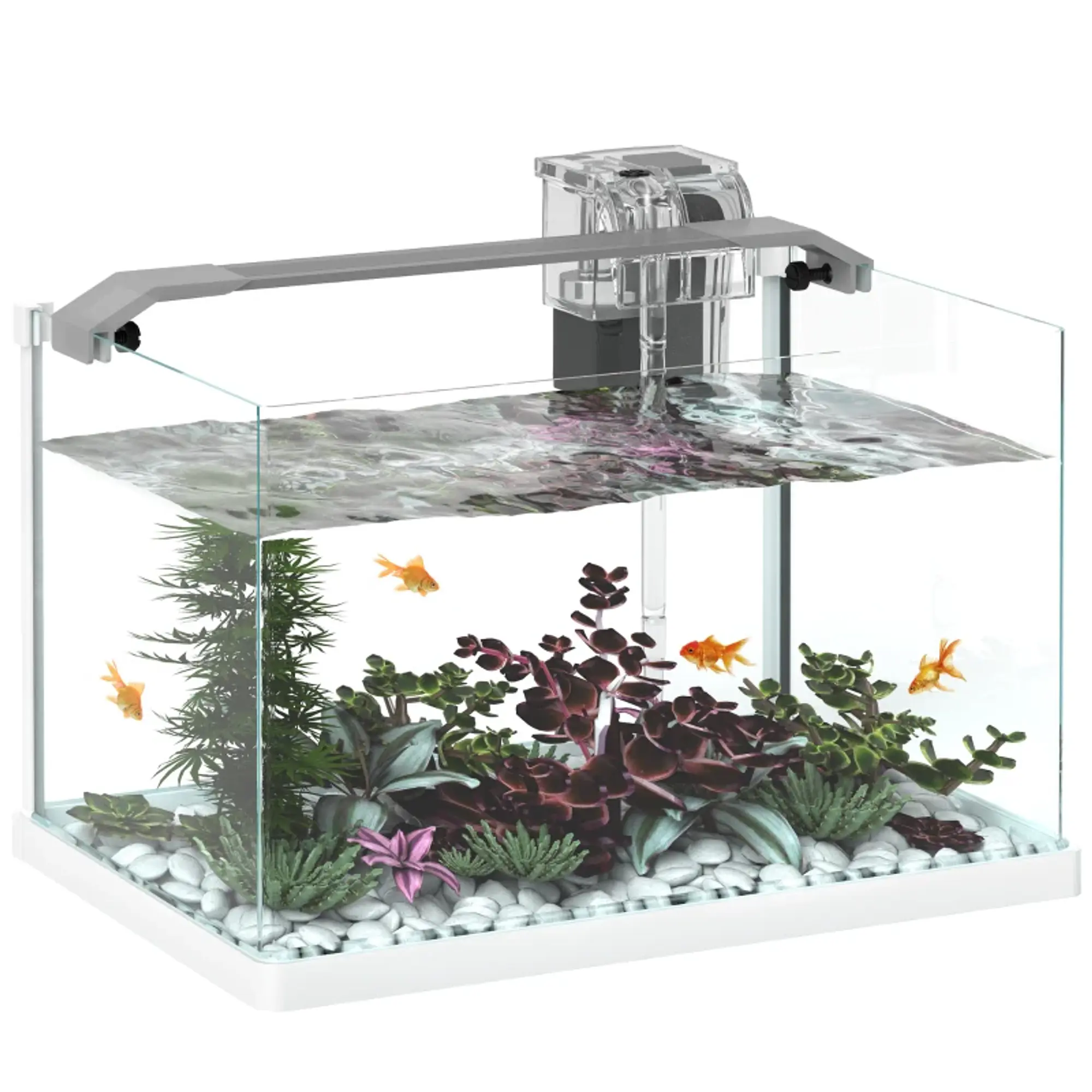 Aquário de Vidro com Luzes LED Aquário de 20L com Bomba de Filtragem 38x26x27 cm 1