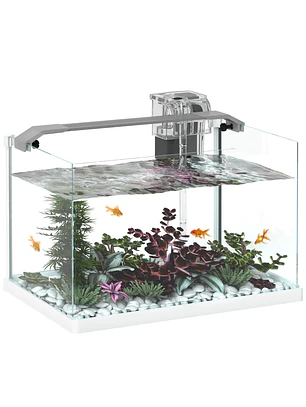 Aquário de Vidro com Luzes LED Aquário de 20L com Bomba de Filtragem 38x26x27 cm