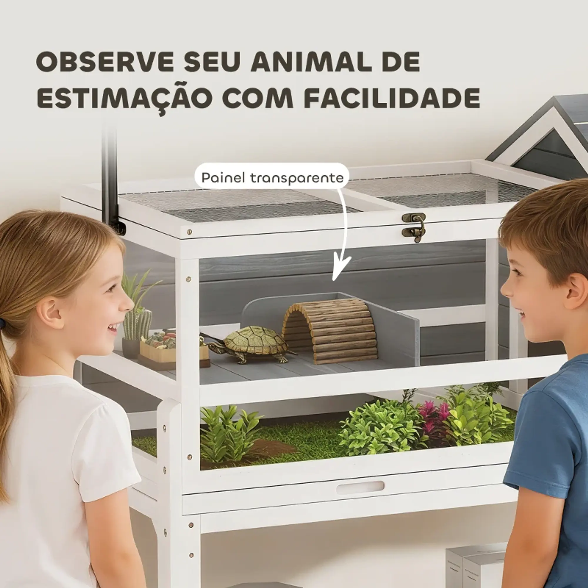 Casa para Tartarugas de Madeira Terrário para Répteis 6
