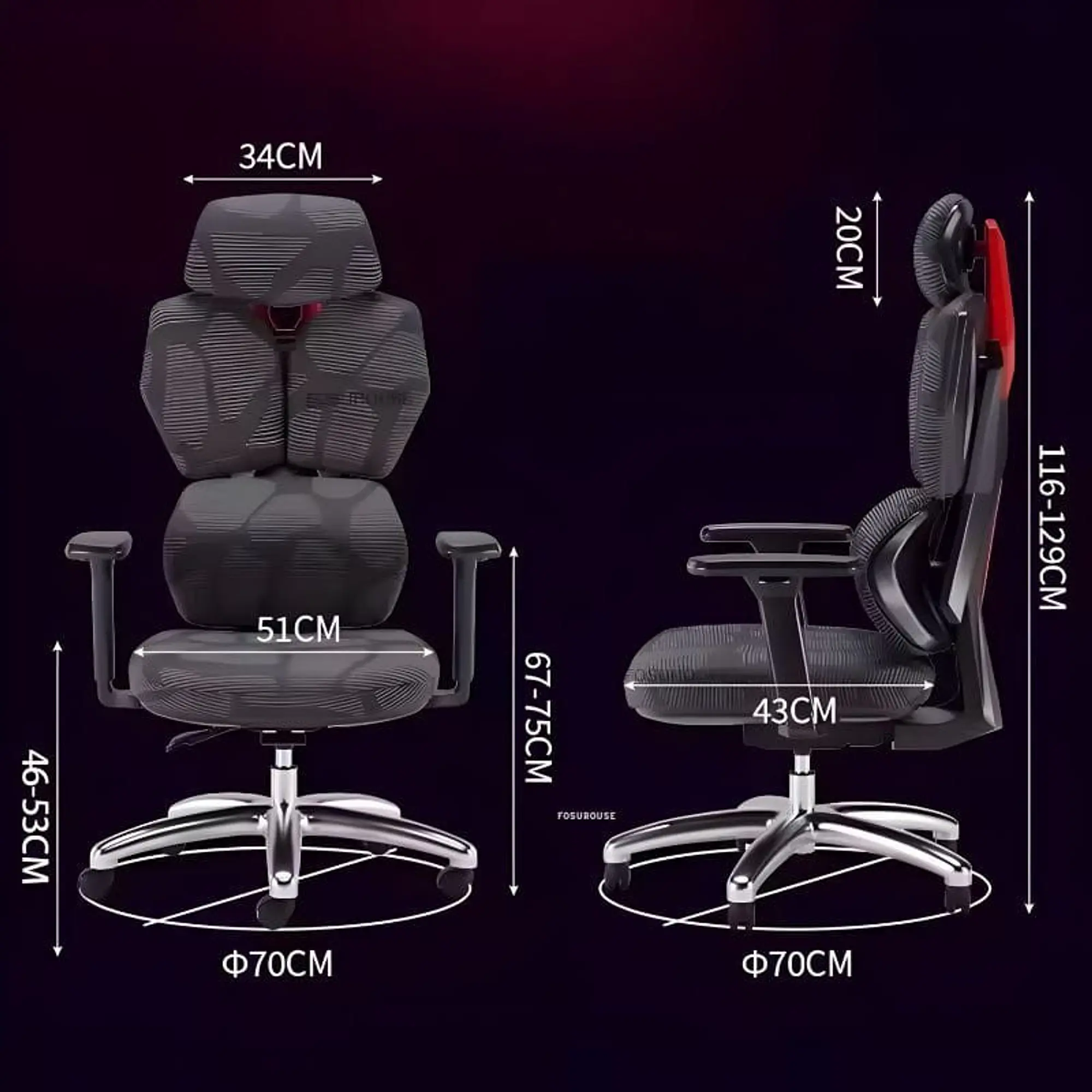 Cadeira Gaming Ergonómica Crato Cinzenta 4