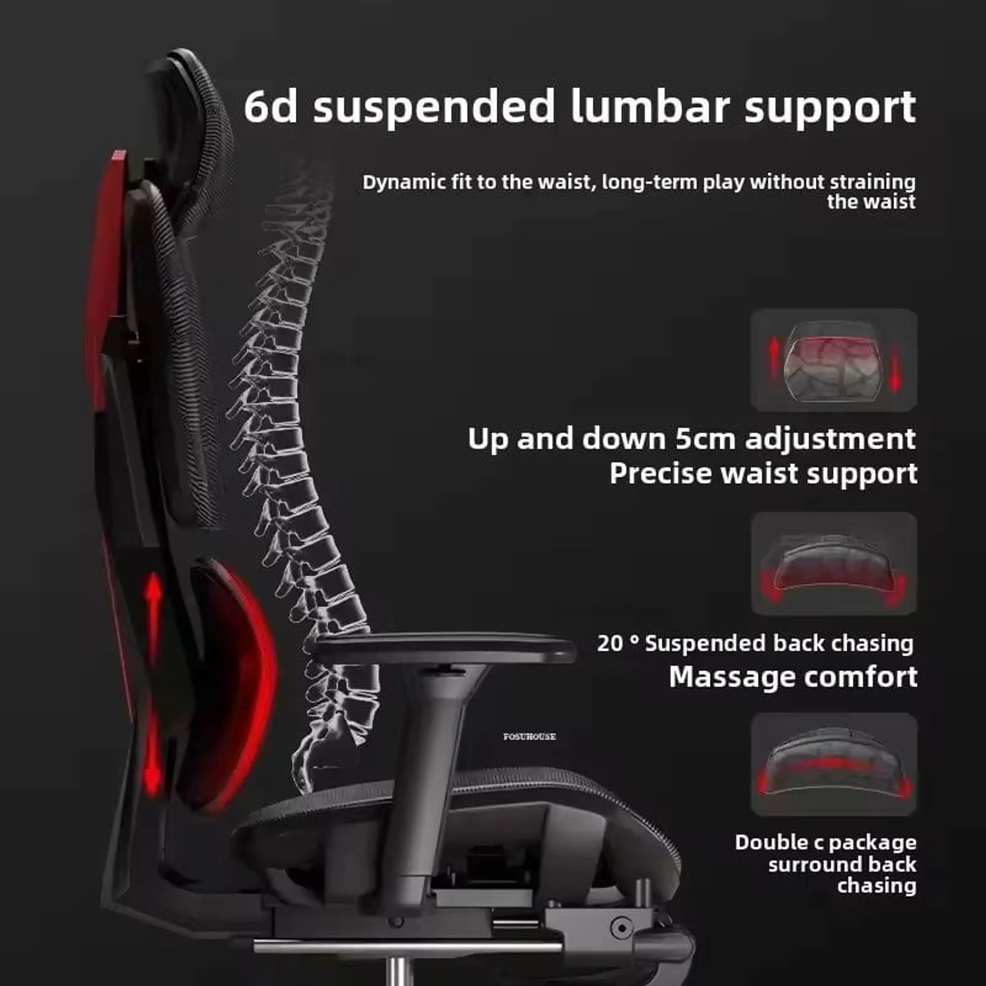 Cadeira Gaming Ergonómica Crato Cinzenta 2