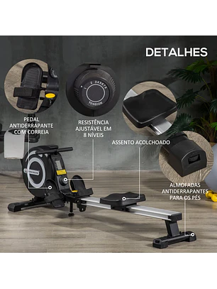 Máquina de Remo Dobrável com 8 Níveis de Resistência Magnética
