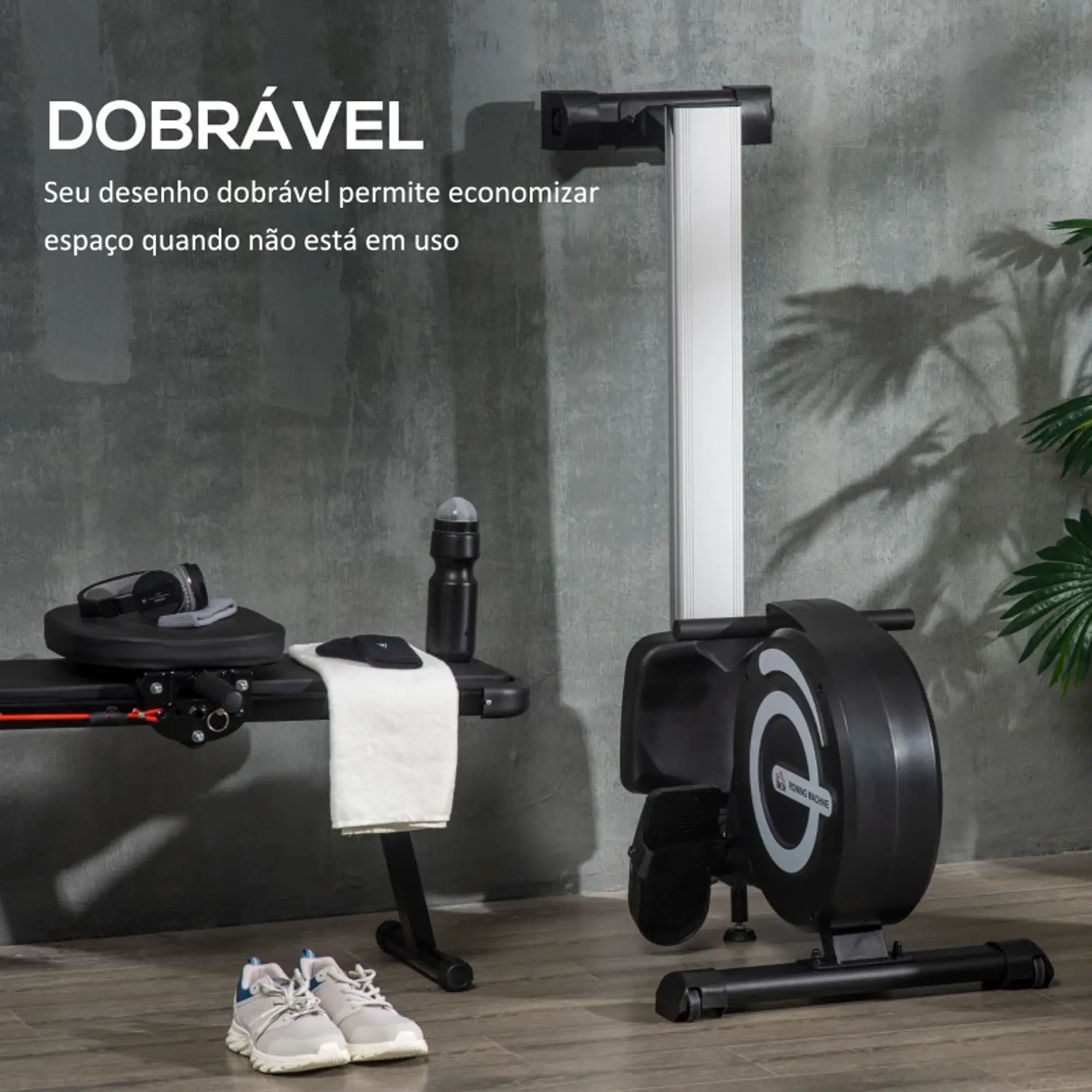 Máquina de Remo Dobrável com 8 Níveis de Resistência Magnética 4