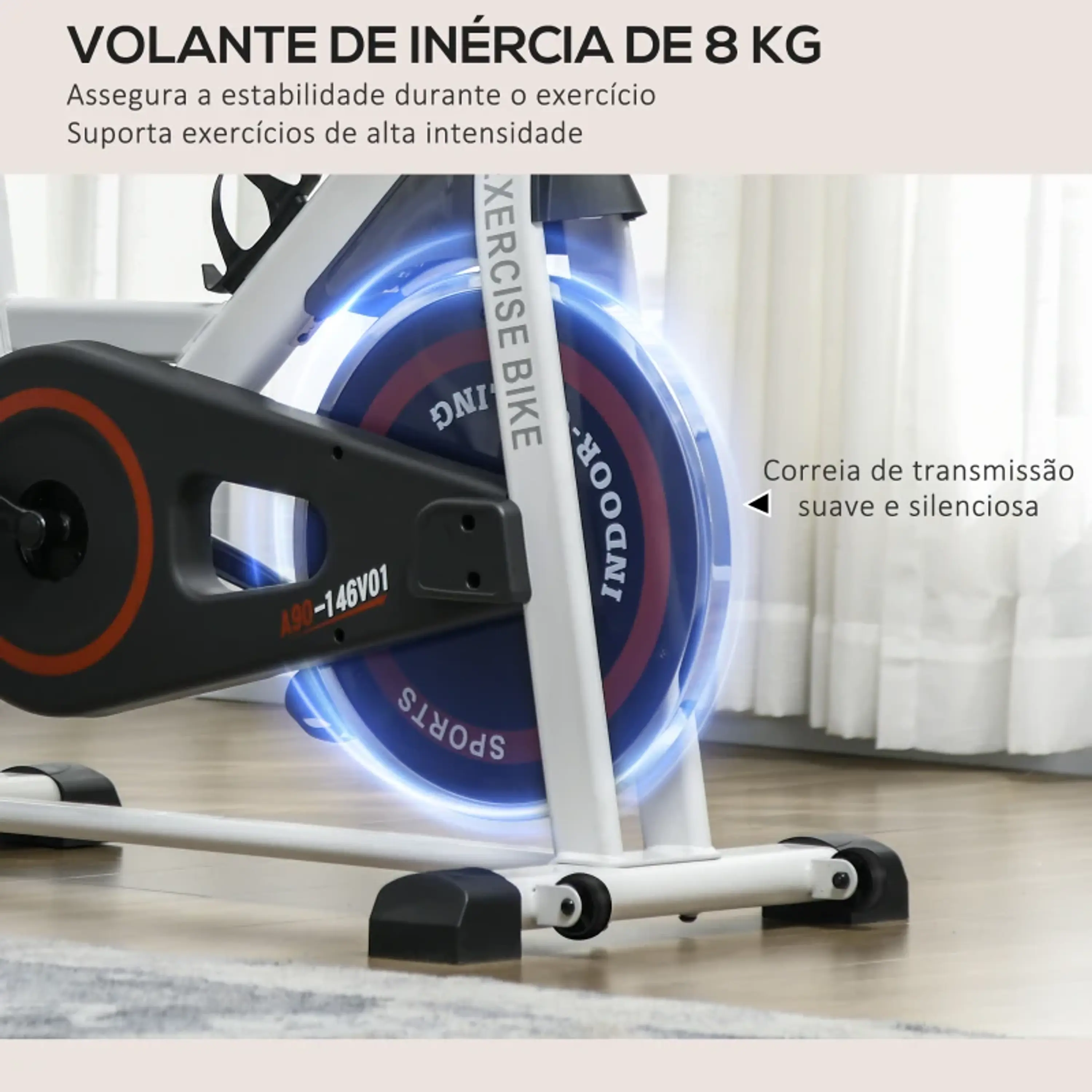 Bicicleta Estática com Resistência Ajustável Volante de Inércia de 8 kg 3