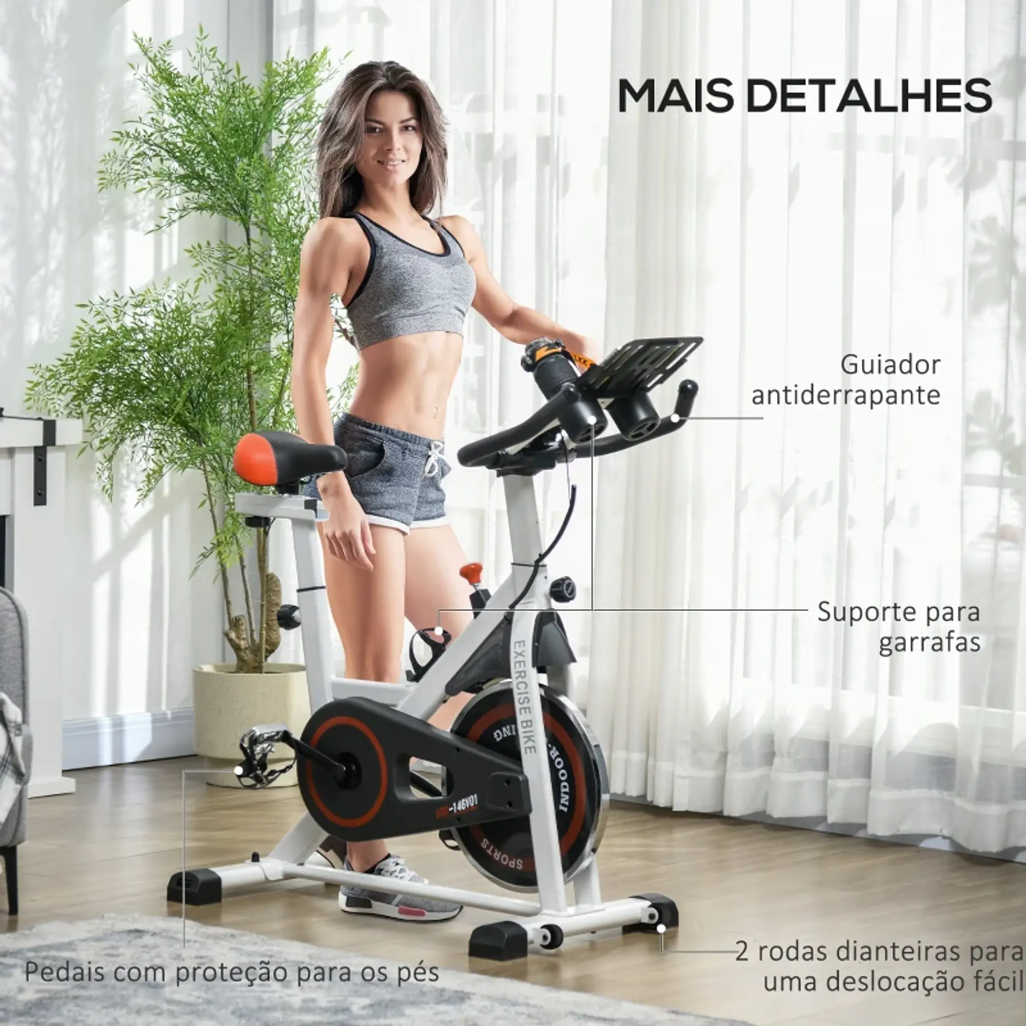 Bicicleta Estática com Resistência Ajustável Volante de Inércia de 8 kg 7