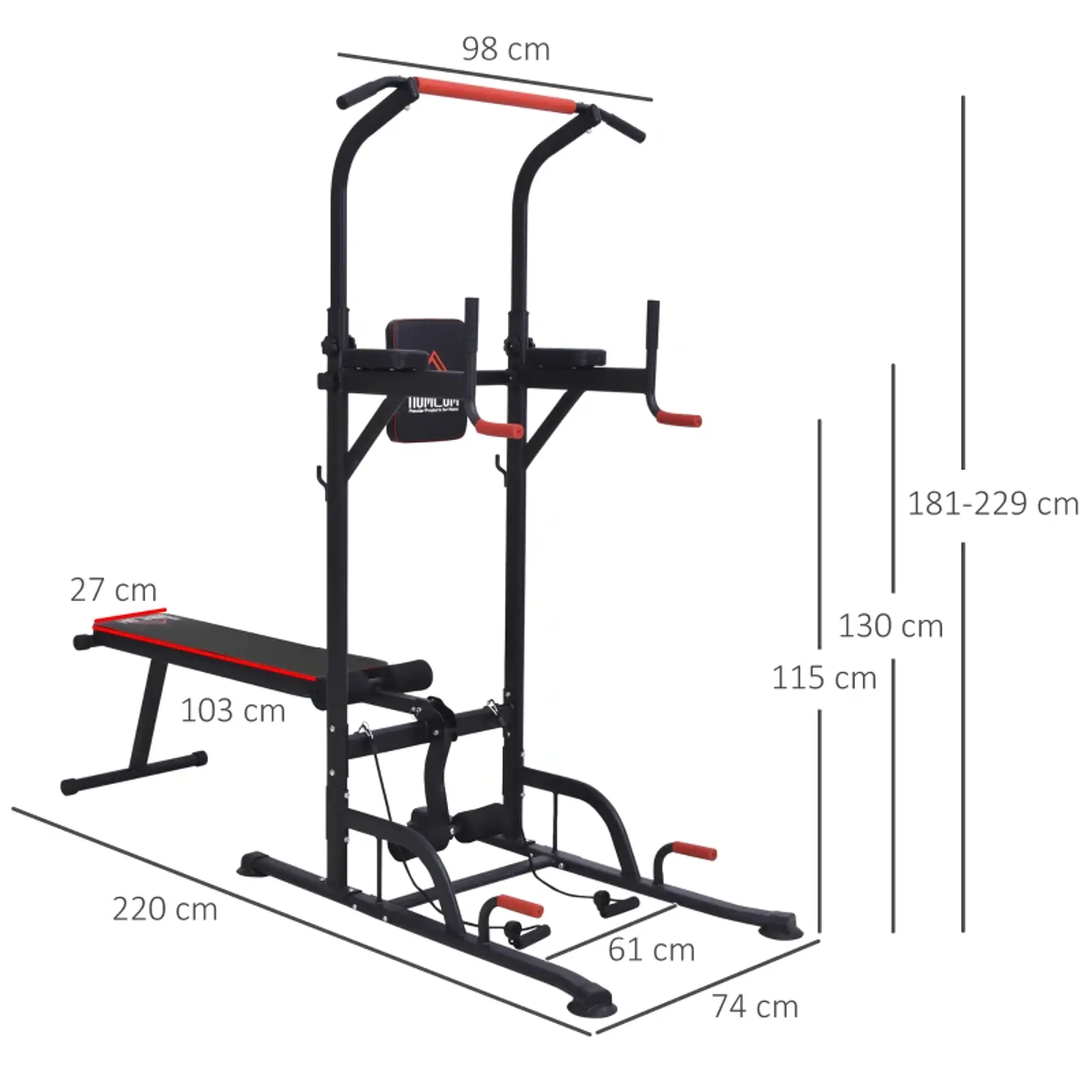 Estação de Musculação  220x98x181-229cm Preto 2